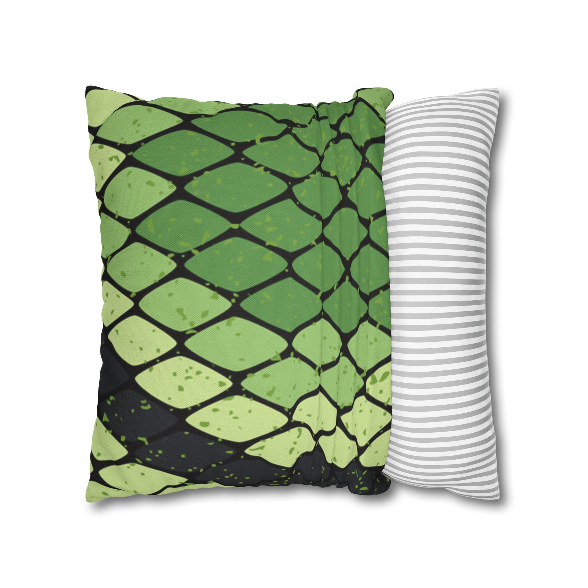 Snake Skin Green and Black Spun Polyester Square Pillowcase, Artsulli - Art is Long, Life is Short, Home Decor, , , , , , , 