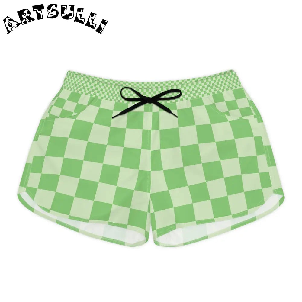 JAKKOUTTHEBXX Checkerboard Green Women’s Casual Shorts (AOP)
