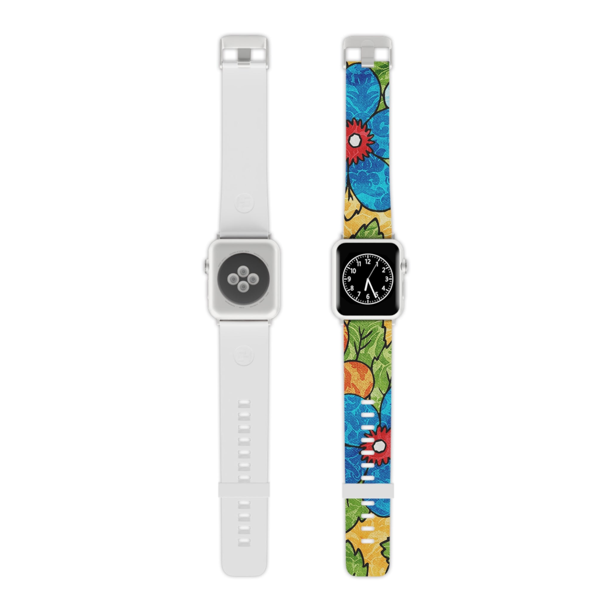 Groovy Yellow Floral Kl II Watch Band for Apple Watch, Artsulli - Art is Long, Life is Short, Accessories, Size, 8'' × 0.75'' / 42 - 44 mm, Color, Silver, , , 22928389925804613538