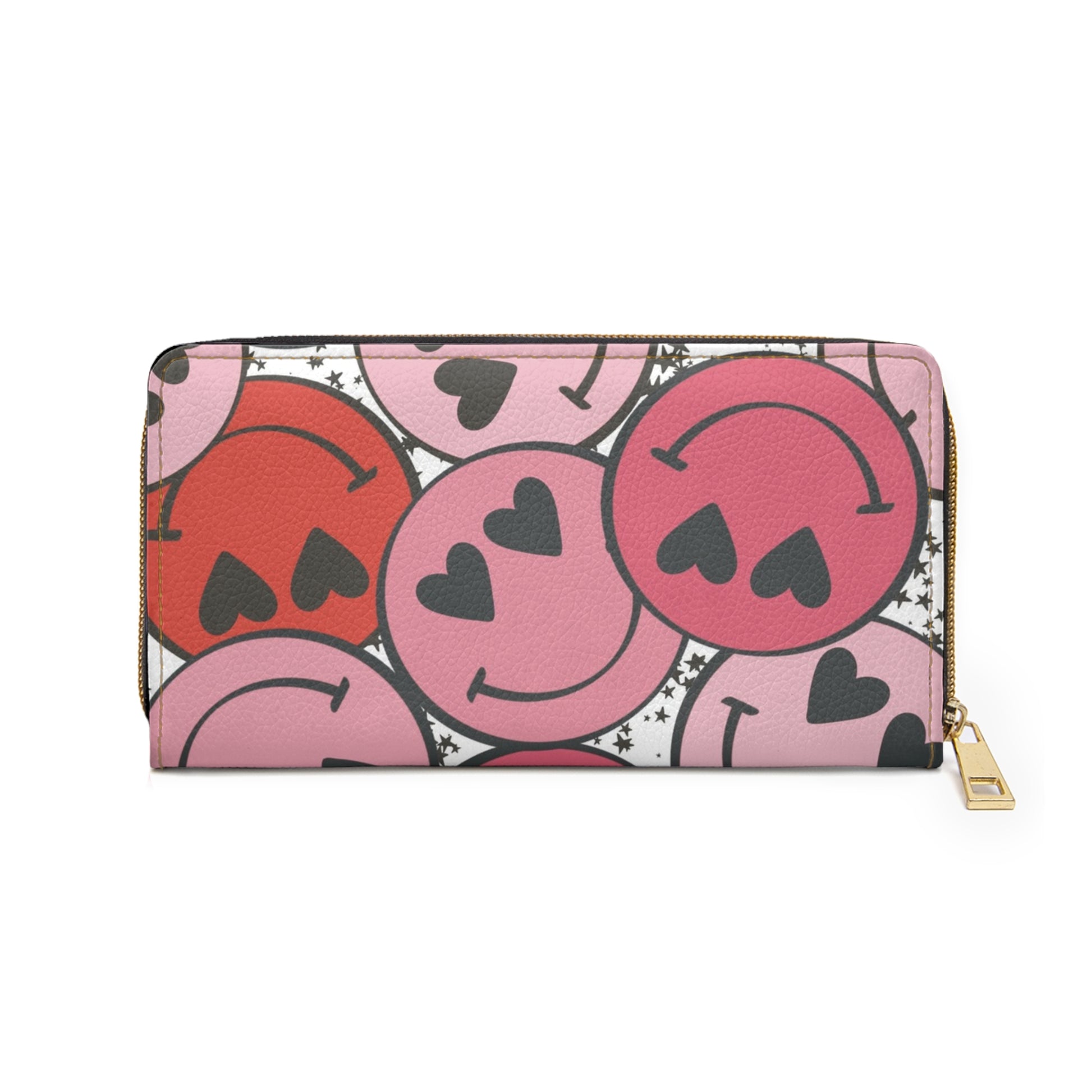 Smiley Face x Heart Eyes Pink and Red Zipper Wallet, Artsulli - Art is Long, Life is Short, Accessories, , , , , , , 