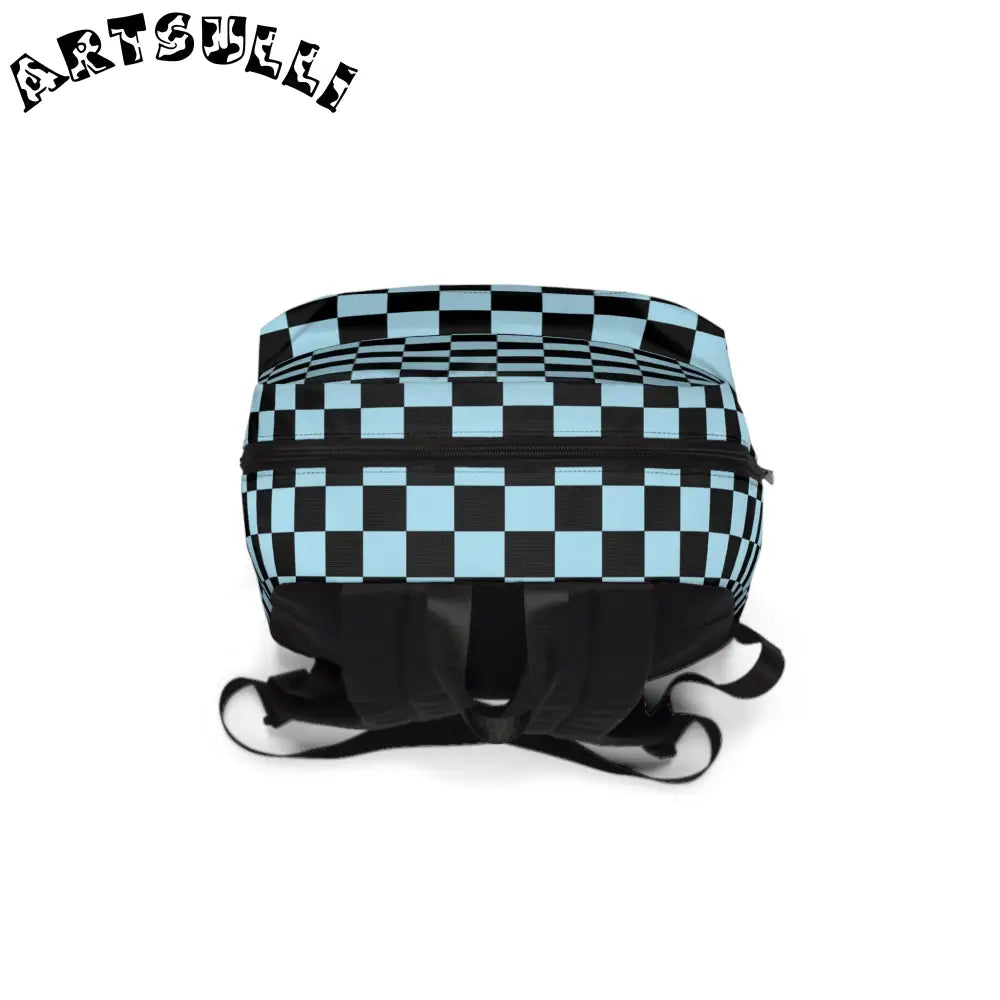 JAKKOUTTHEBXX Checkerboard Black and Blue Unisex Classic Backpack