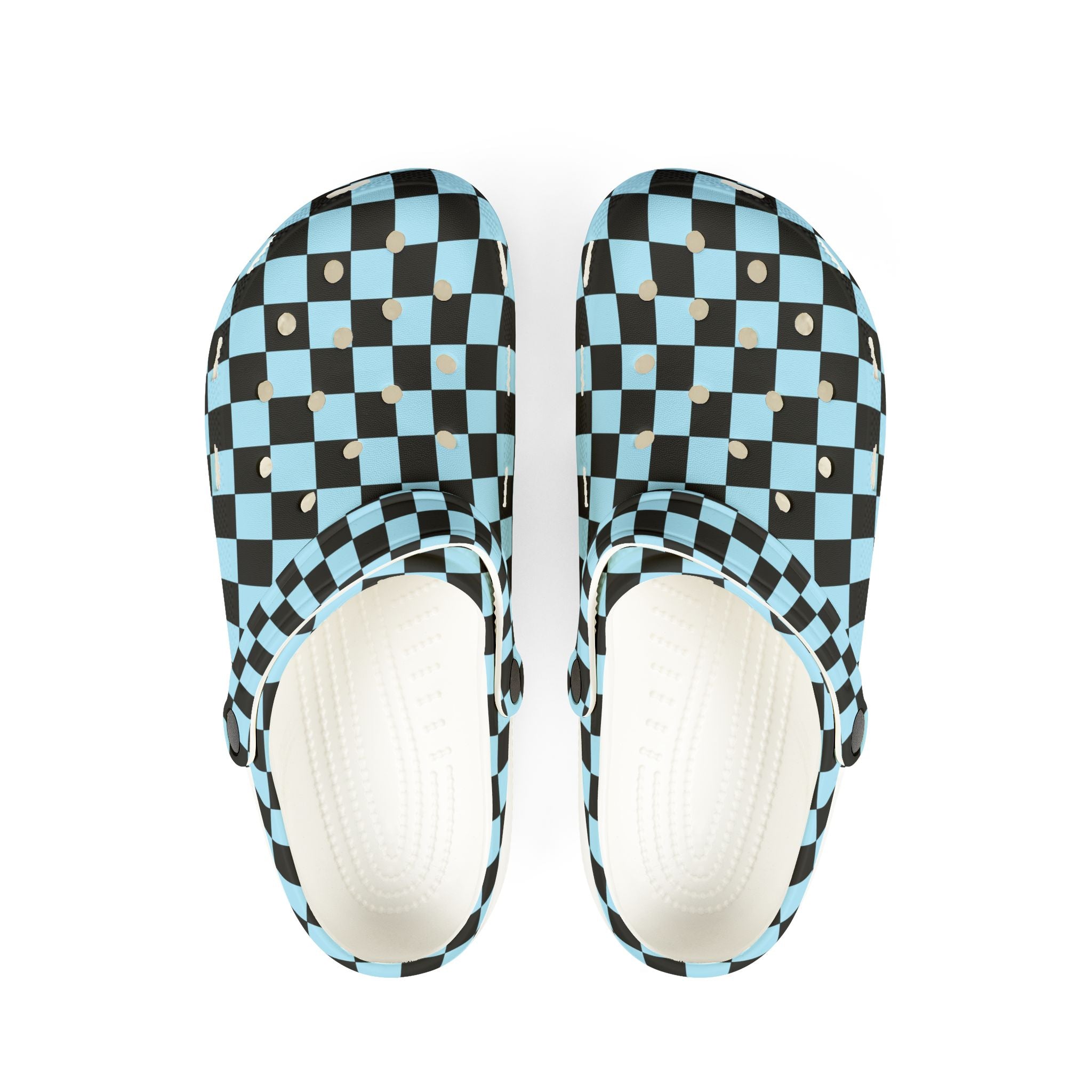 Checkerboard Black and Blue EVA Foam Rubber Shoes (AOP), Artsulli - Art is Long, Life is Short, Shoes, Size, US 6 (Women's), Color, White, , , 23467767805531327787