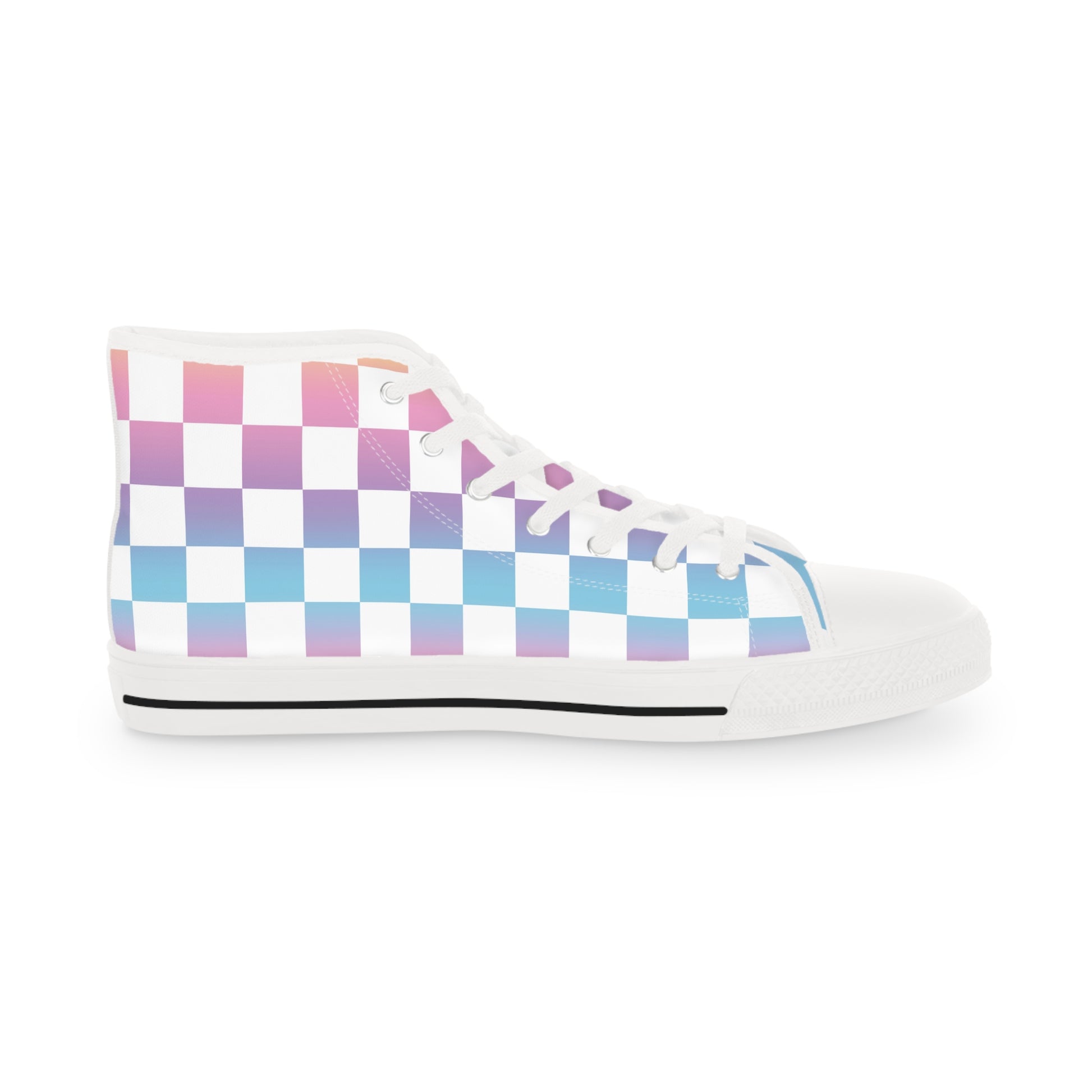 Vaporwave Check Men's High Top Sneakers, Artsulli - Art is Long, Life is Short, Shoes, , , , , , , 