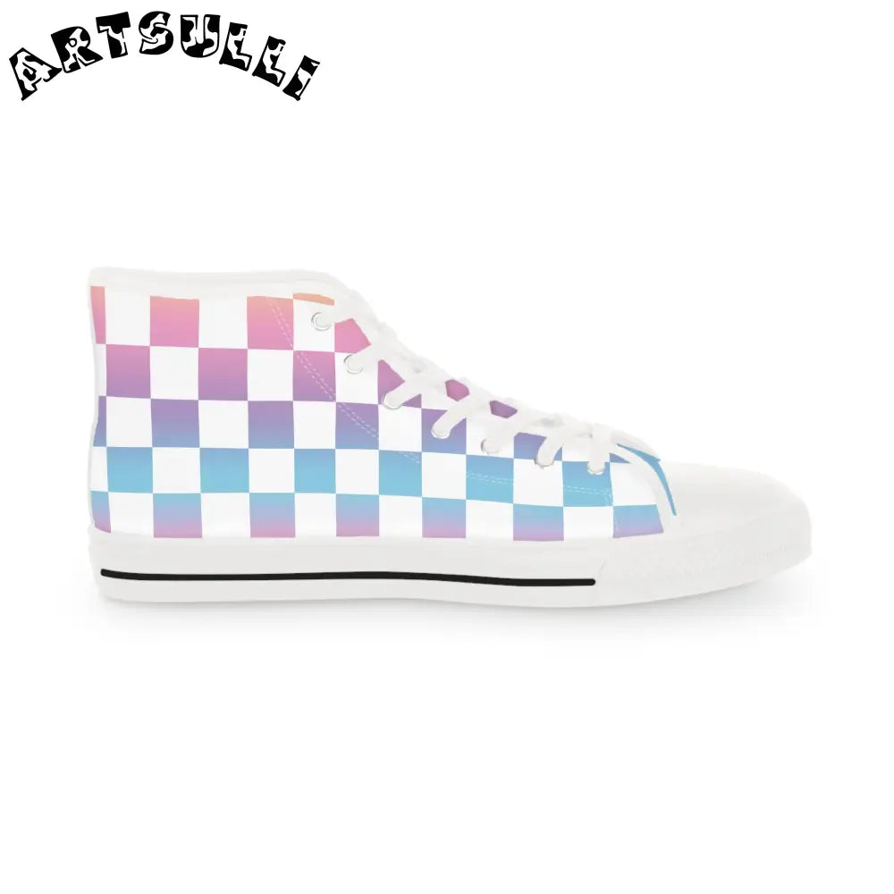 JAKKOUTTHEBXX Vaporwave Check Men’s High Top Sneakers JAKKOUTTHEBXX