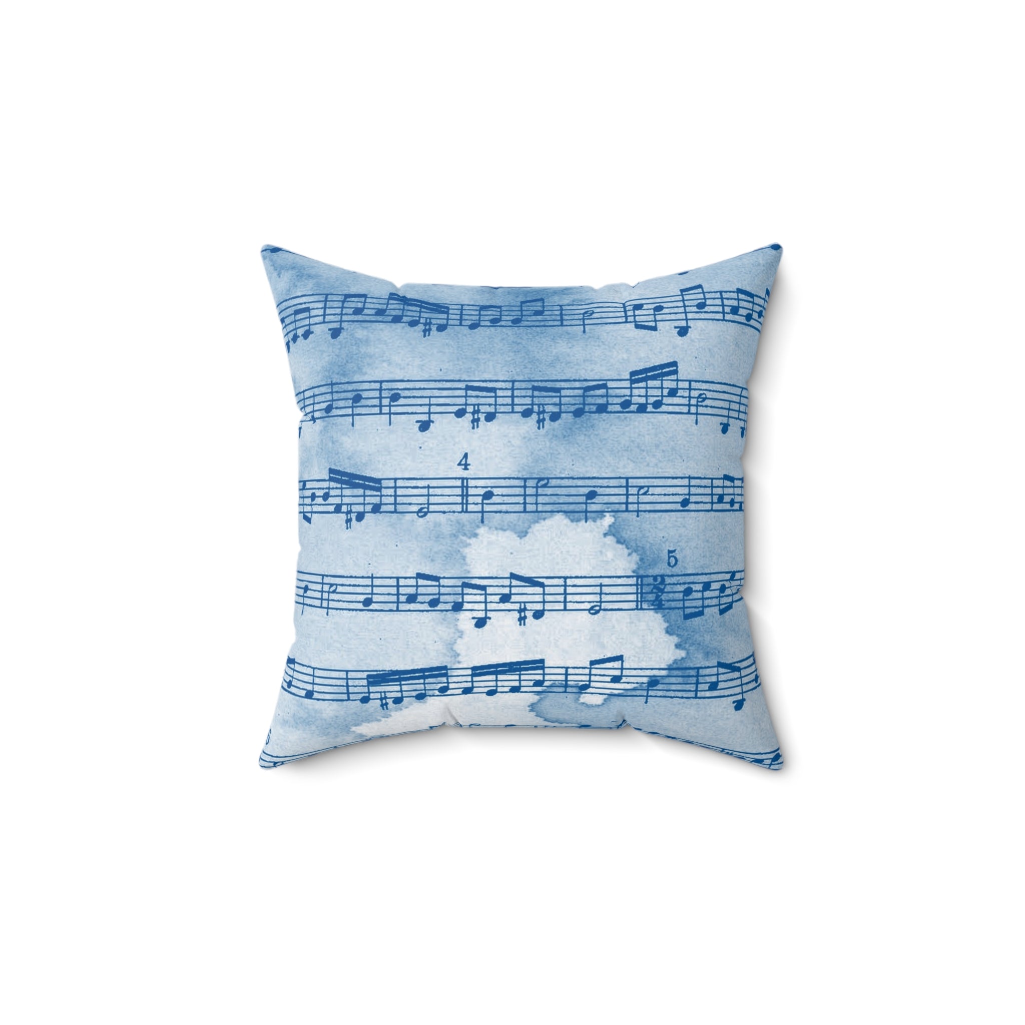 Drip Spill Type Beat Sheet Music Blue Spun Polyester Square Pillow, Artsulli - Art is Long, Life is Short, Home Decor, Size, 14" × 14", , , , , 26831813223907128522