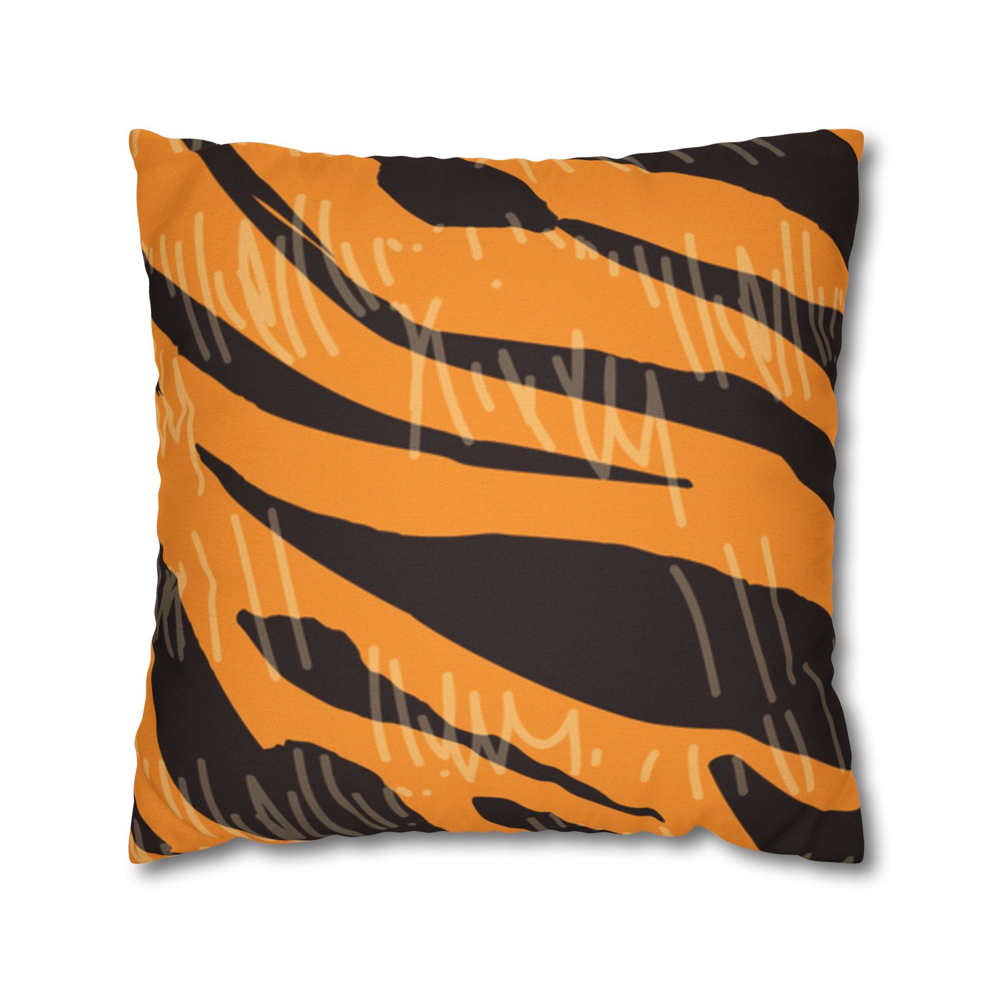 Tiger Scratches Orange & Black Spun Polyester Square Pillowcase, Artsulli - Art is Long, Life is Short, Home Decor, Size, 20" × 20", , , , , 13058535473444