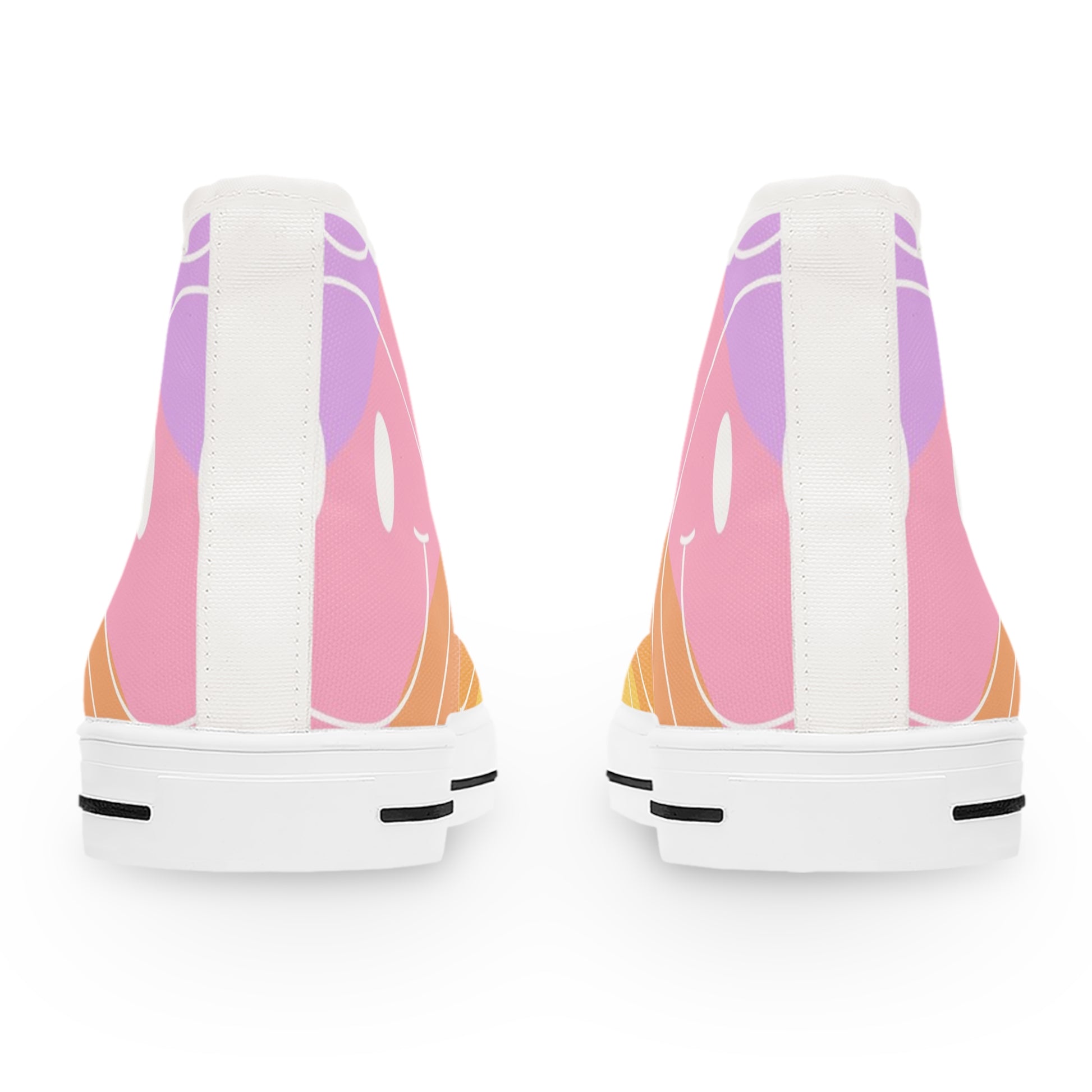 Smiley Face x Rainbow Stripes Multi-Color Women's High Top Sneakers, Artsulli - Art is Long, Life is Short, Shoes, , , , , , , 