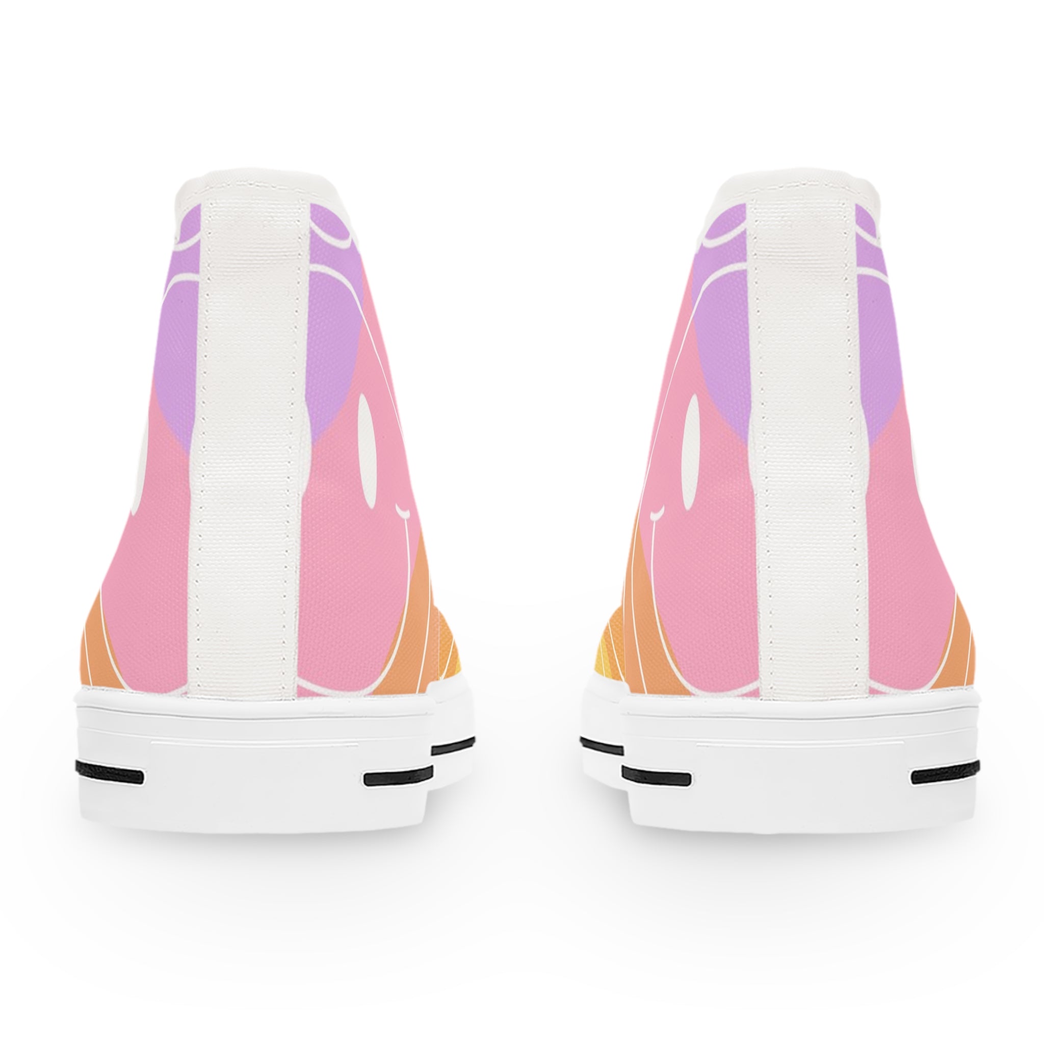 Smiley Face x Rainbow Stripes Multi-Color Women's High Top Sneakers, Artsulli - Art is Long, Life is Short, Shoes, , , , , , , 