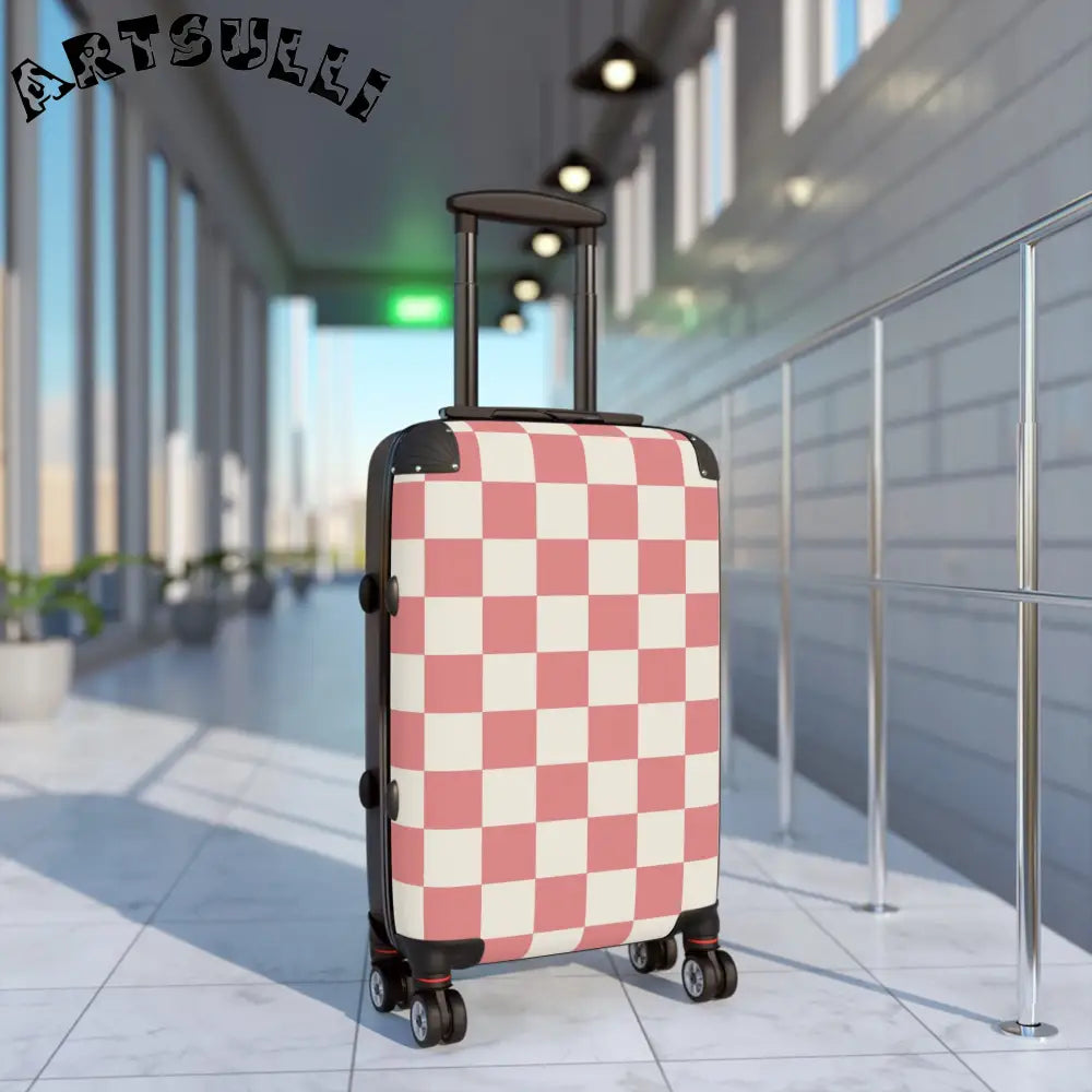 JAKKOUTTHEBXX Retro Checkered Grassland Sprites Suitcase