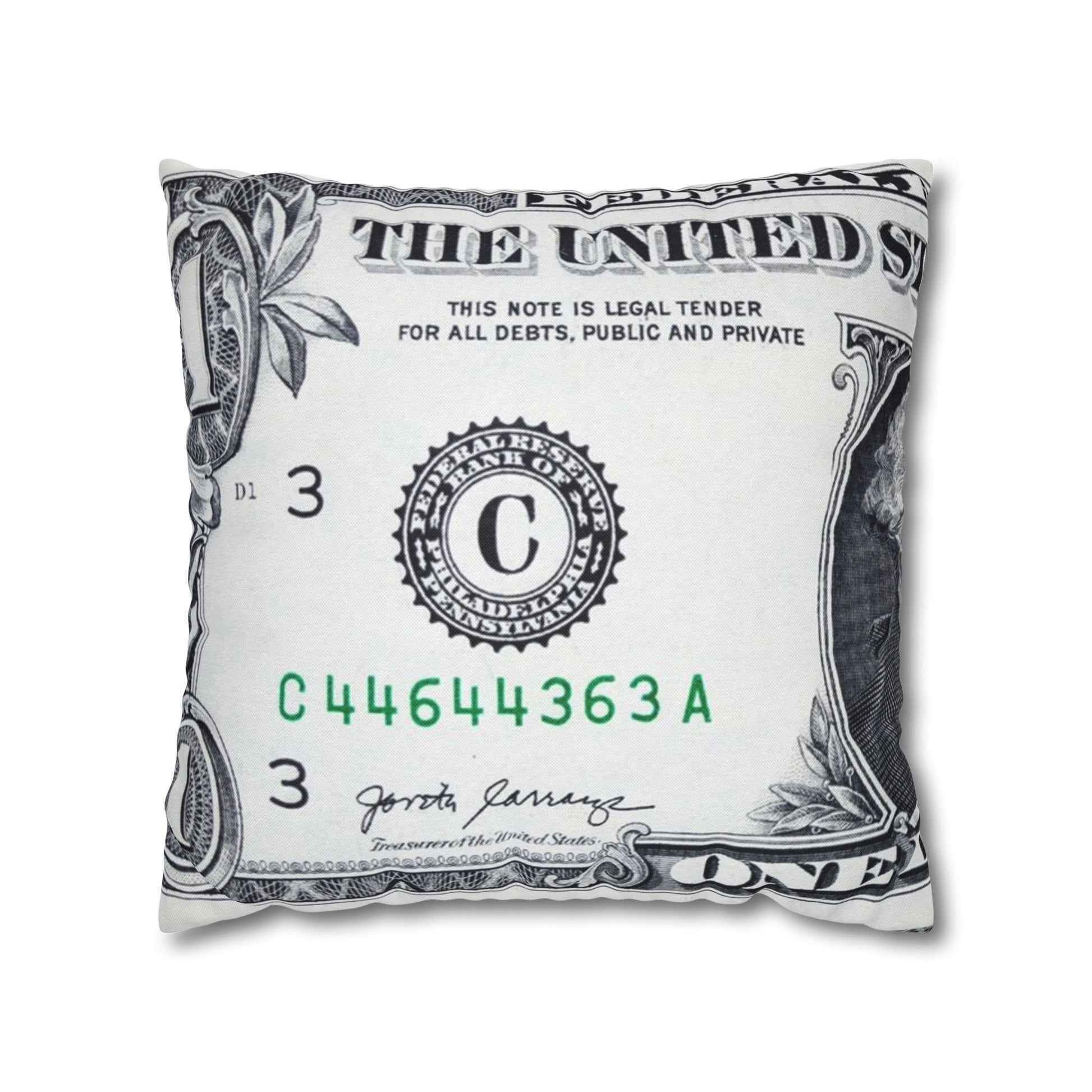 Money Collage Spun Polyester Square Pillowcase, Artsulli - Art is Long, Life is Short, Home Decor, Size, 18" × 18", , , , , 83593898056566