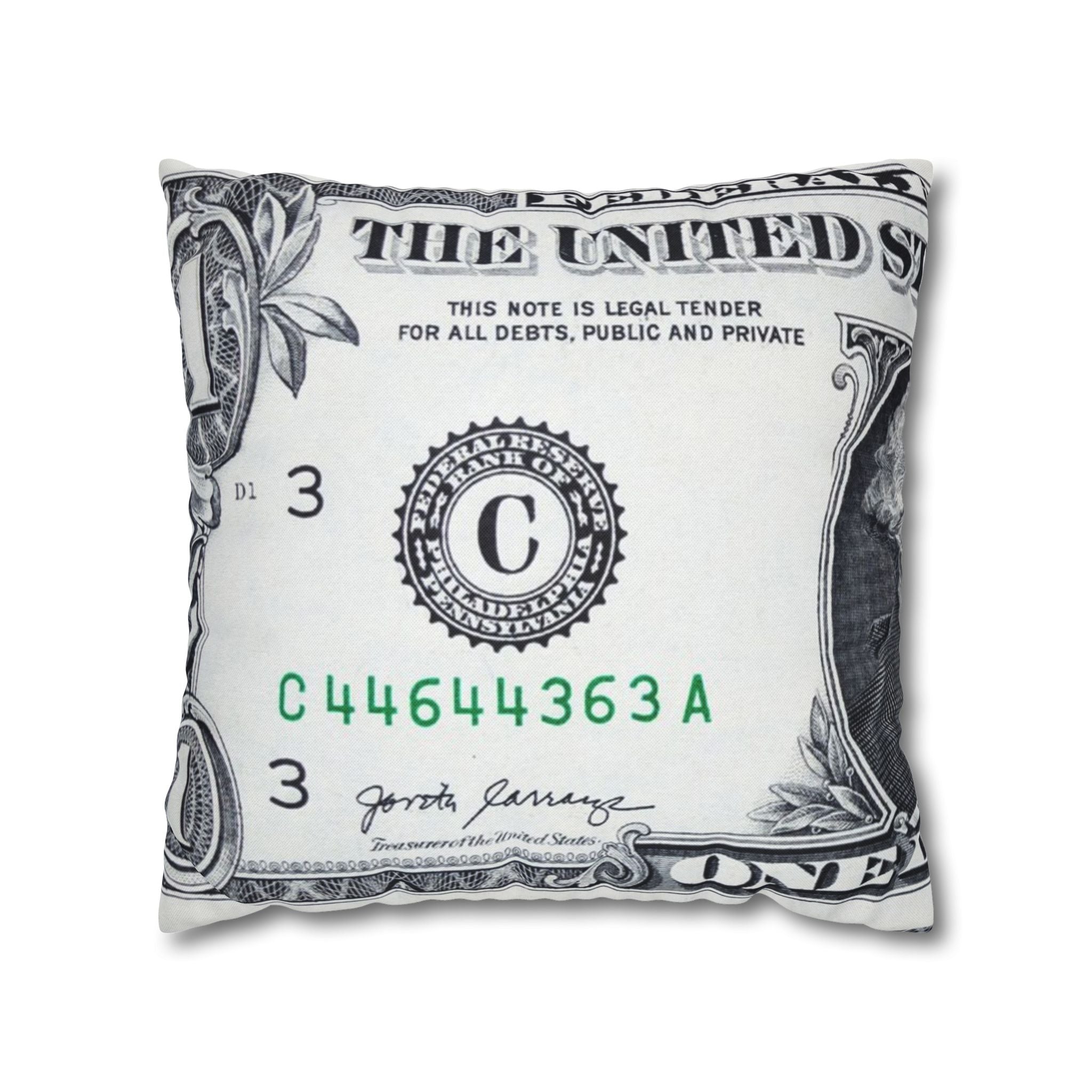 Money Collage Spun Polyester Square Pillowcase, Artsulli - Art is Long, Life is Short, Home Decor, Size, 18" × 18", , , , , 83593898056566