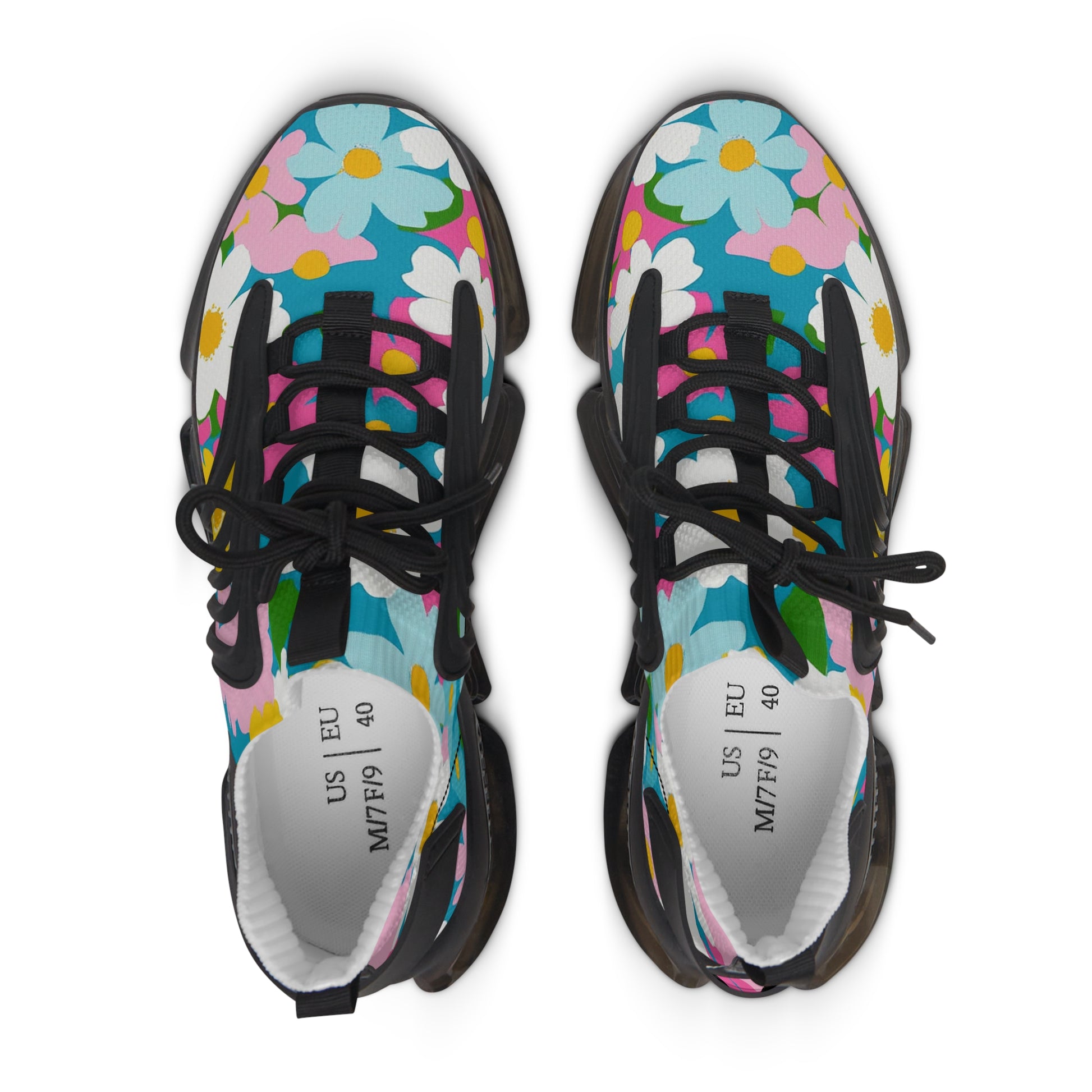 Flowers Multi-Color Women's Mesh Sneakers, Artsulli - Art is Long, Life is Short, Shoes, , , , , , , 