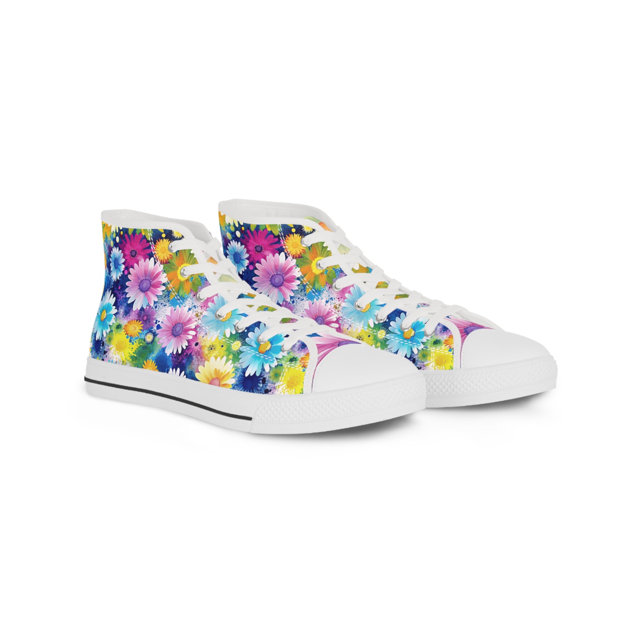 Magical Flower Explosion V Multi-Color Men's High Top Sneakers, Artsulli - Art is Long, Life is Short, Shoes, Size, US 5, Color, White sole, , , 29087404002284