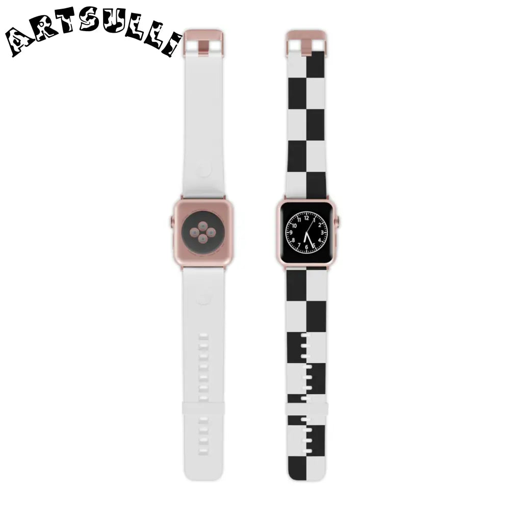JAKKOUTTHEBXX Checkerboard Black and White Watch Band for Apple