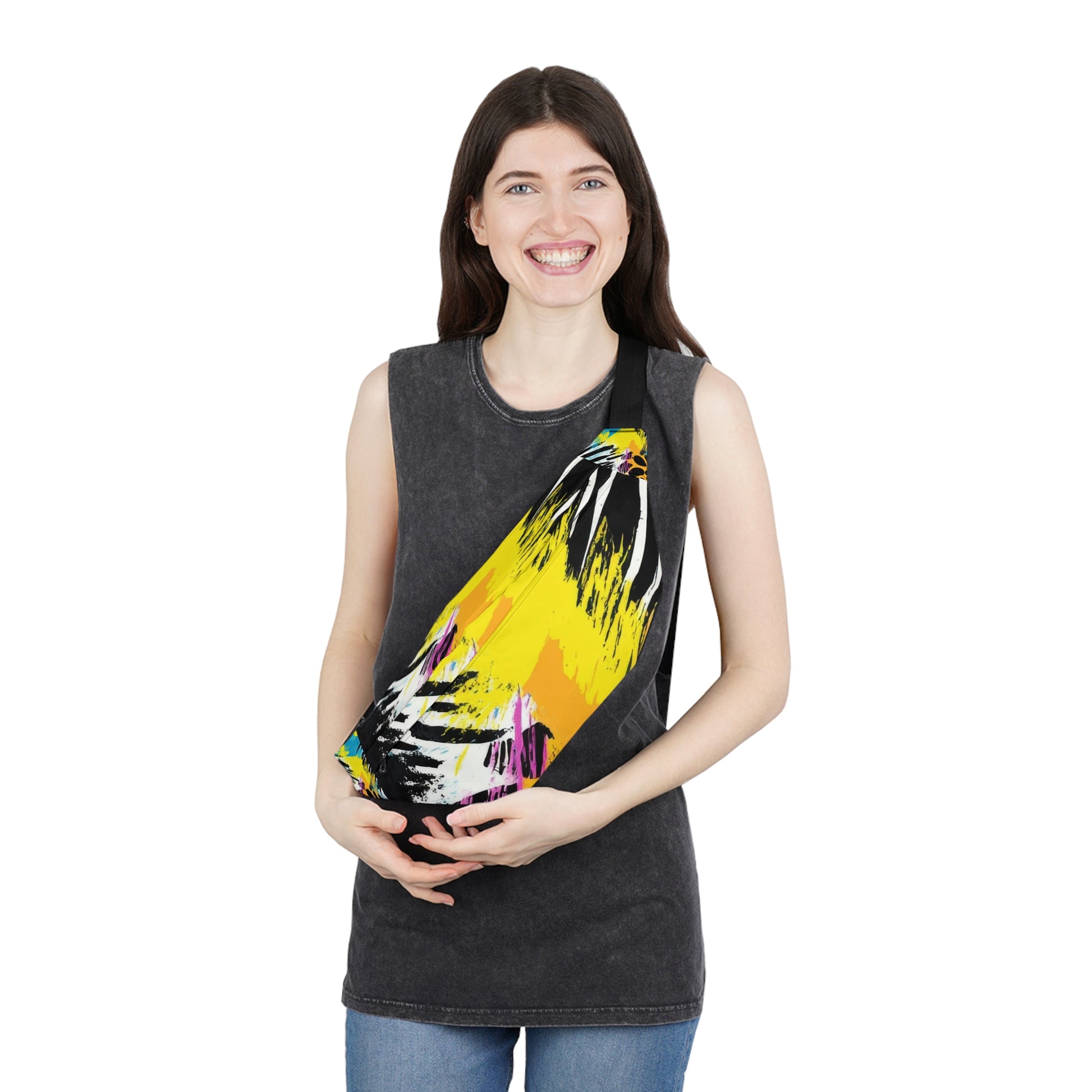 Zebra Stripes x Leopard Print x Paint Splatter Multi-Color Large Fanny Pack, Artsulli - Art is Long, Life is Short, Bags, , , , , , , 