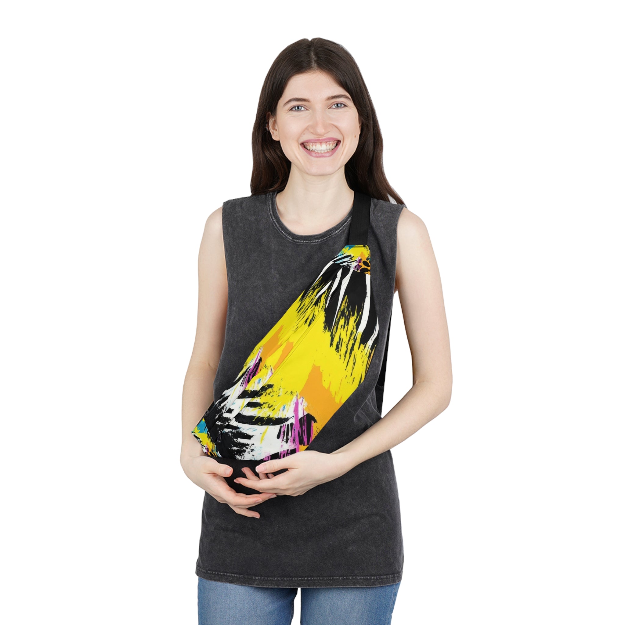 Zebra Stripes x Leopard Print x Paint Splatter Multi-Color Large Fanny Pack, Artsulli - Art is Long, Life is Short, Bags, , , , , , , 