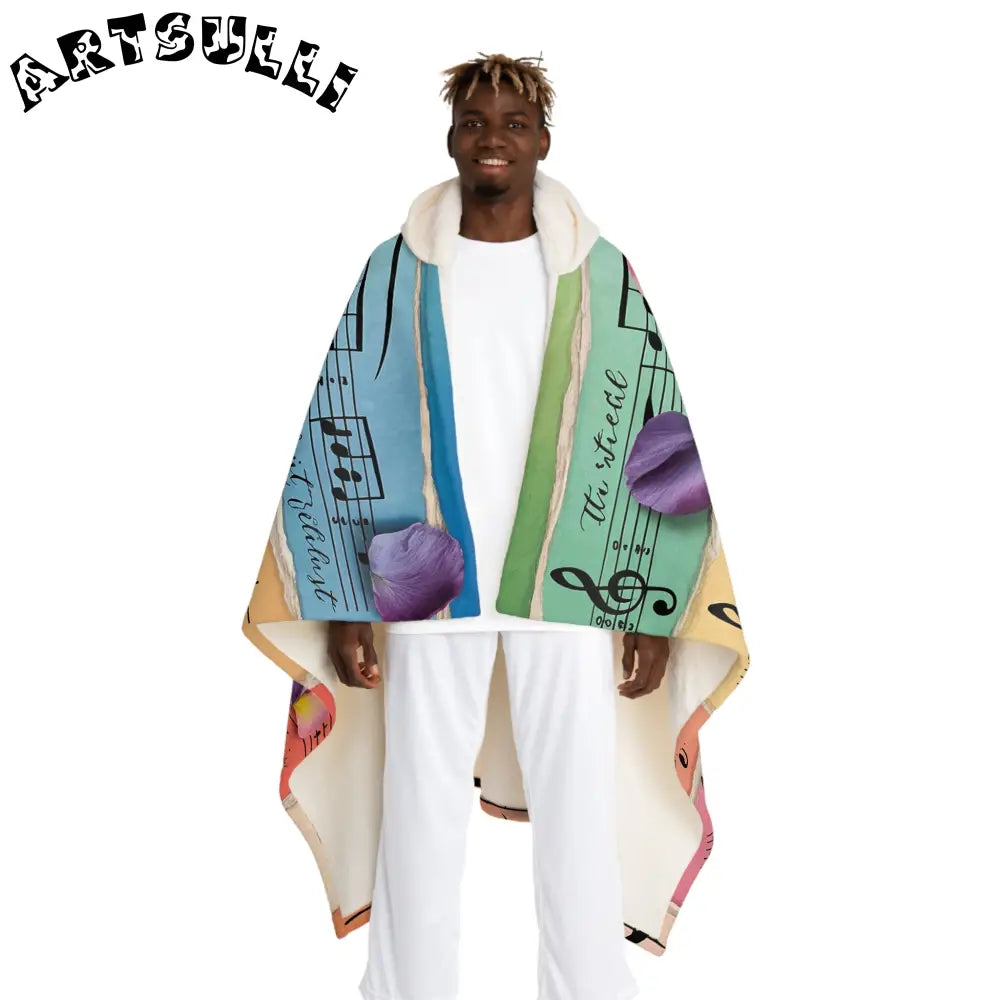 JAKKOUTTHEBXX Colorful Music Notes Hooded Fleece Blanket 2025