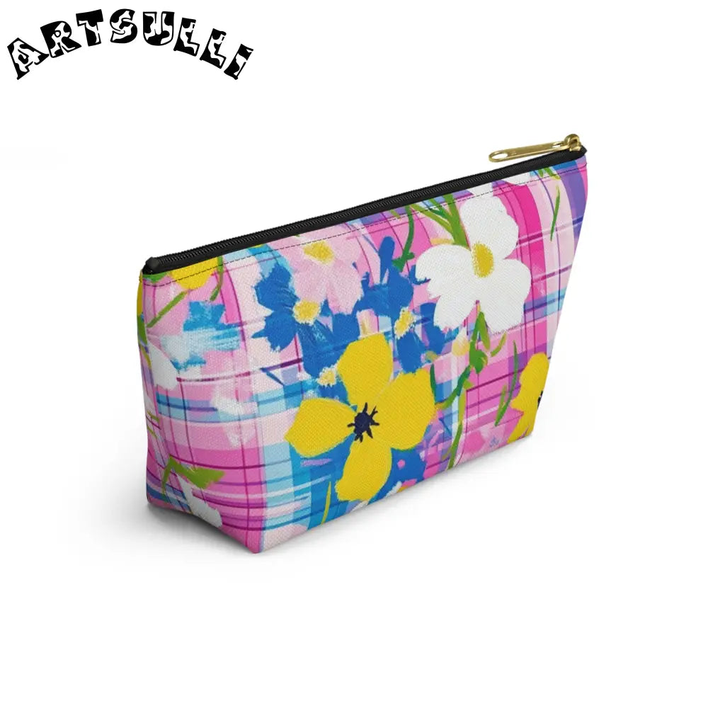 JAKKOUTTHEBXX Plaid Garden Pink and Purple Accessory Pouch w