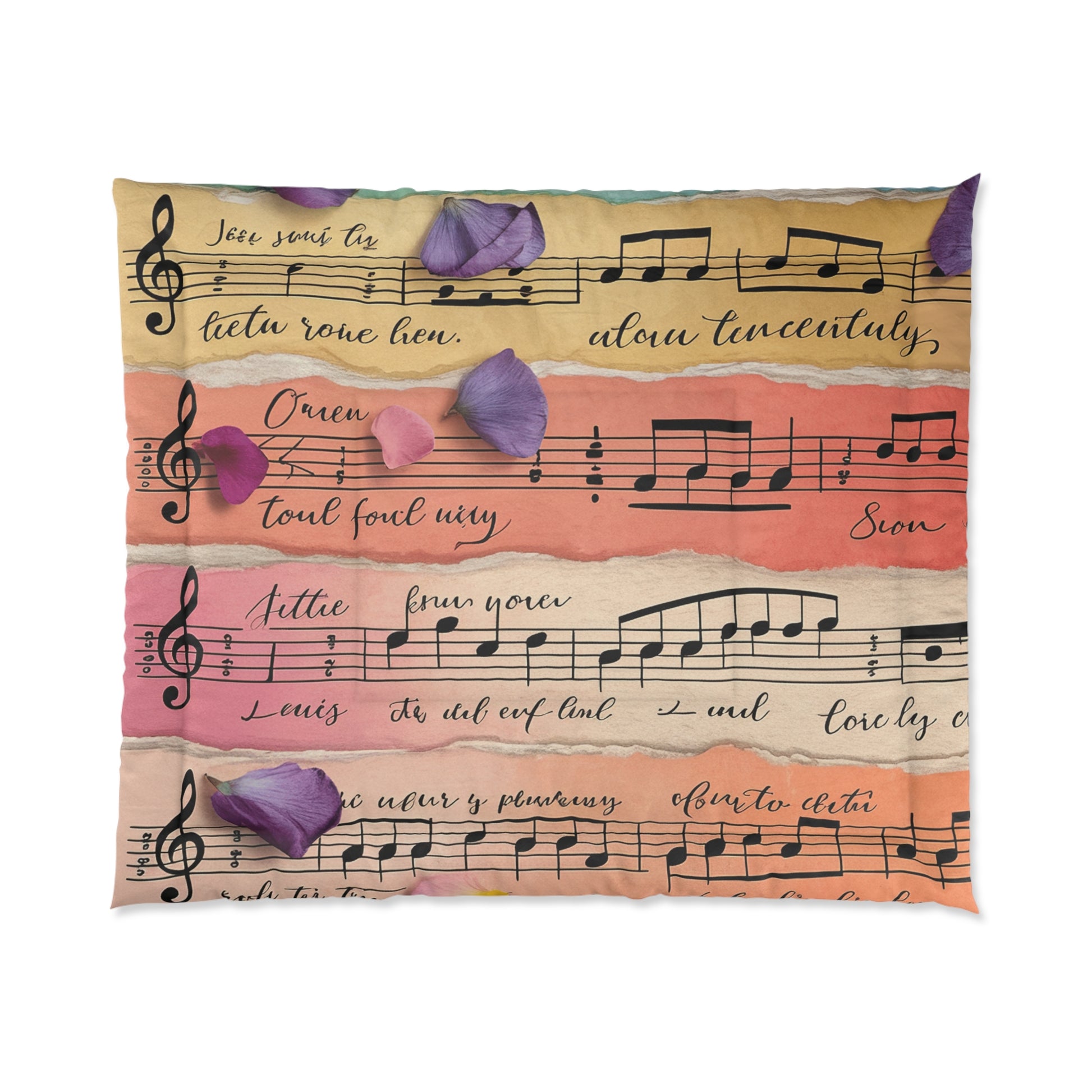 Torn Type Beat Sheet Music Multi-Color Comforter, Artsulli - Art is Long, Life is Short, Home Decor, Size, 104" × 88", , , , , 17013499996904536328