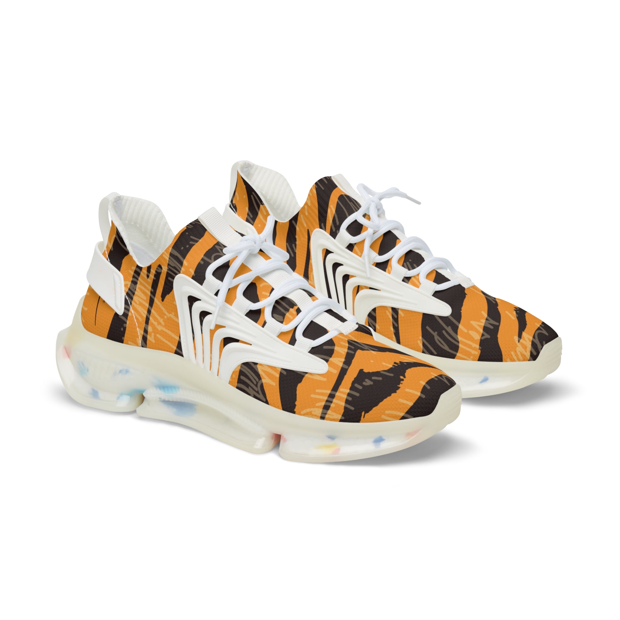 Tiger Scratches Orange and Black Men's Mesh Sneakers, Artsulli - Art is Long, Life is Short, Shoes, Color, White sole, Size, US 5, , , 13313643595182