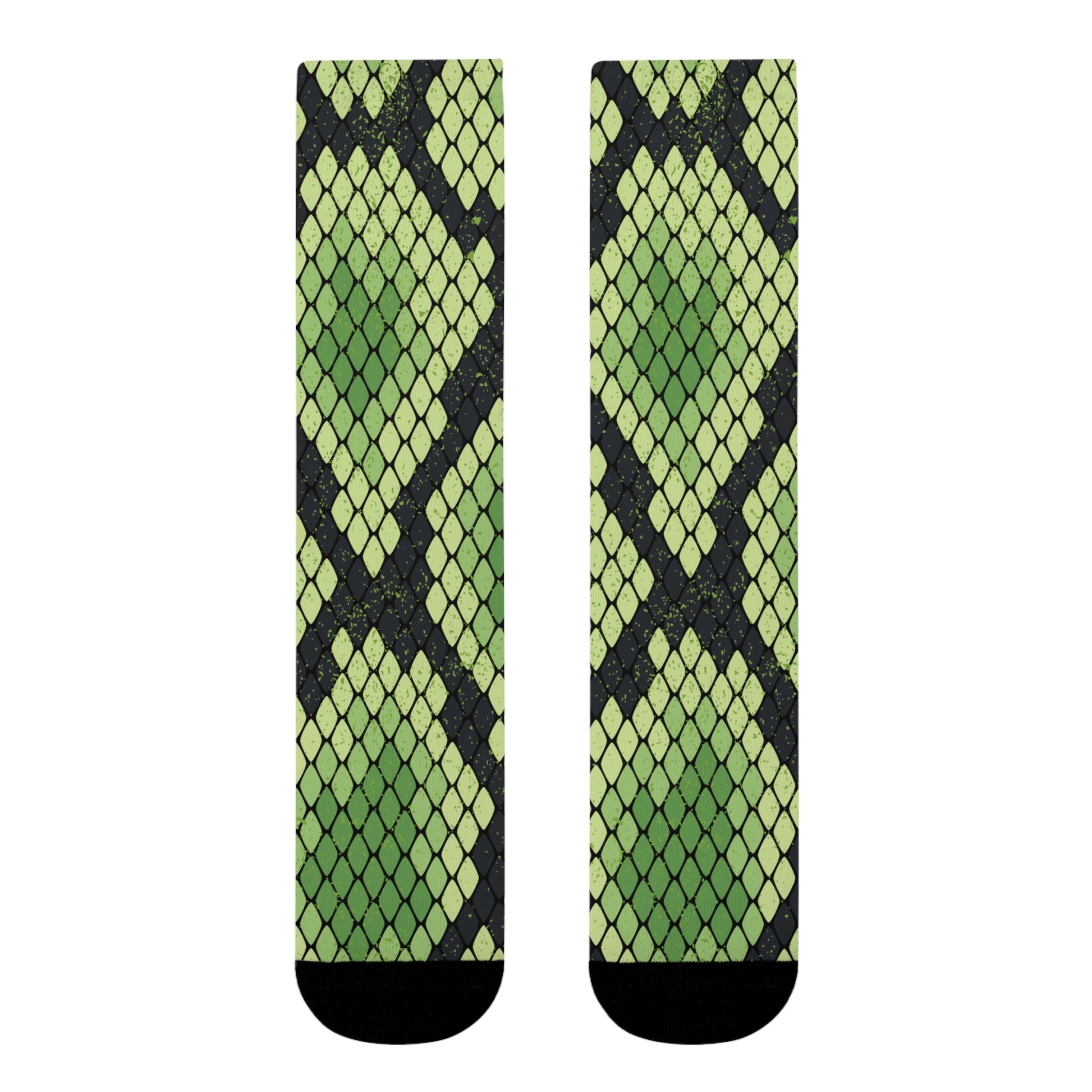 Snake Skin Green and Black Sublimation Crew Socks (EU), Artsulli - Art is Long, Life is Short, All Over Prints, , , , , , , 