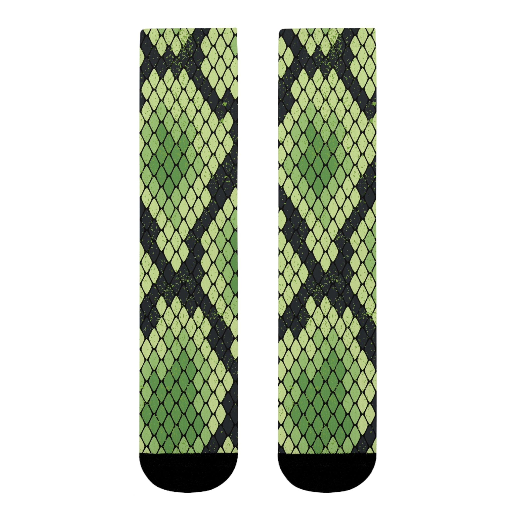 Snake Skin Green and Black Sublimation Crew Socks (EU), Artsulli - Art is Long, Life is Short, All Over Prints, , , , , , , 