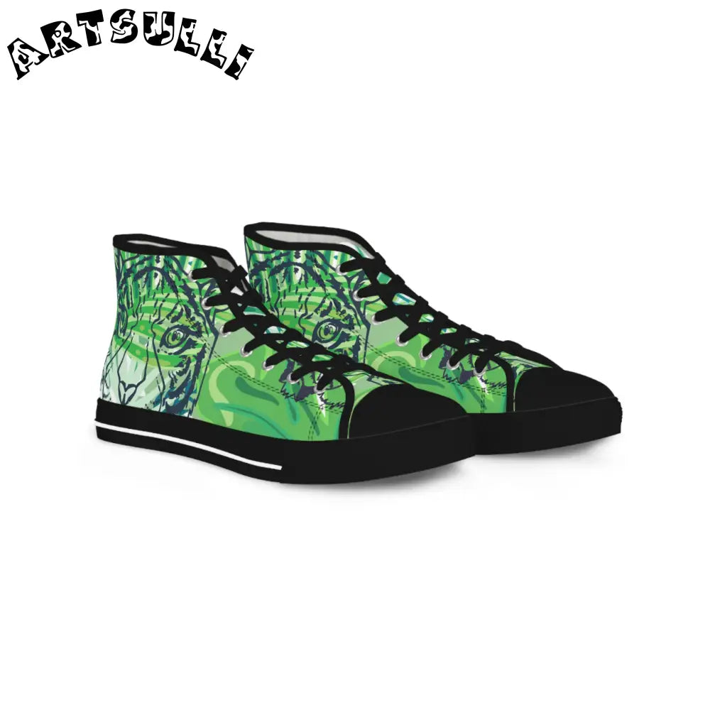 JAKKOUTTHEBXX Tropical Jungle Tigers Lime Green Men’s High Top