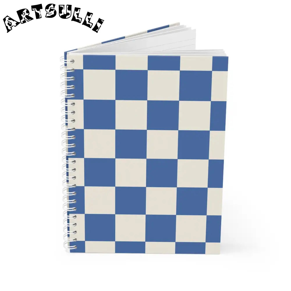 JAKKOUTTHEBXX Checkerboard Blue Spiral Notebook JAKKOUTTHEBXX