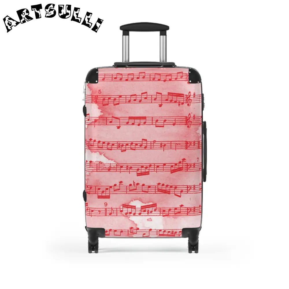 JAKKOUTTHEBXX Red Musical Note Rolling Suitcase 2025