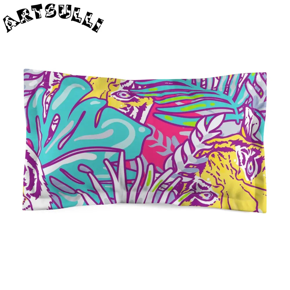 JAKKOUTTHEBXX Tropical Floral Tigers Torquise and Purple Microfiber