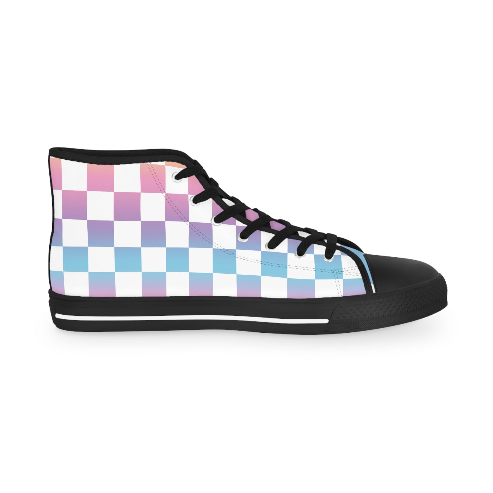 Vaporwave Check Men's High Top Sneakers, Artsulli - Art is Long, Life is Short, Shoes, , , , , , , 