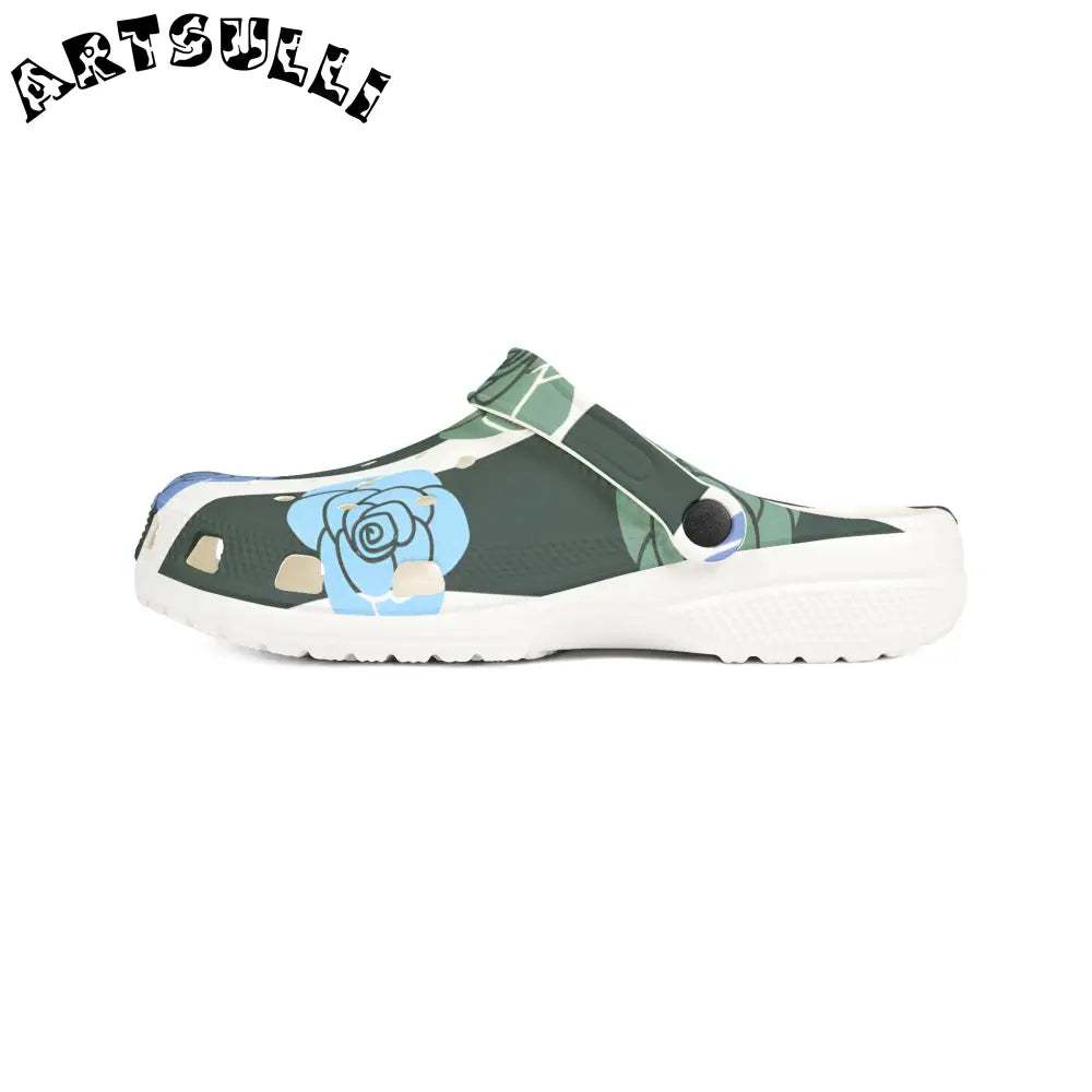 JAKKOUTTHEBXX Stripes x Roses Black and White EVA Foam Rubber Shoes