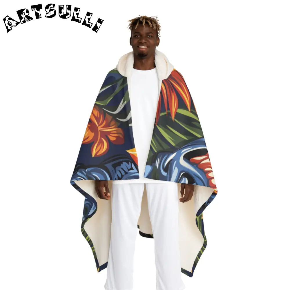 JAKKOUTTHEBXX Tropical Floral Wave Hooded Fleece Blanket 2025
