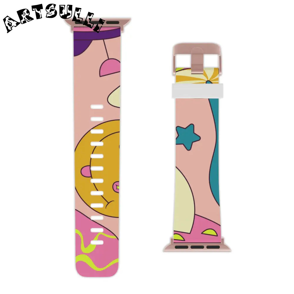JAKKOUTTHEBXX Trippy Spaceships Pink Watch Band for Apple Watch