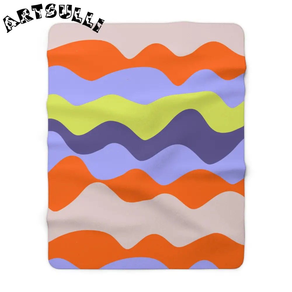 JAKKOUTTHEBXX Waves Red and Blue Sherpa Fleece Blanket JAKKOUTTHEBXX
