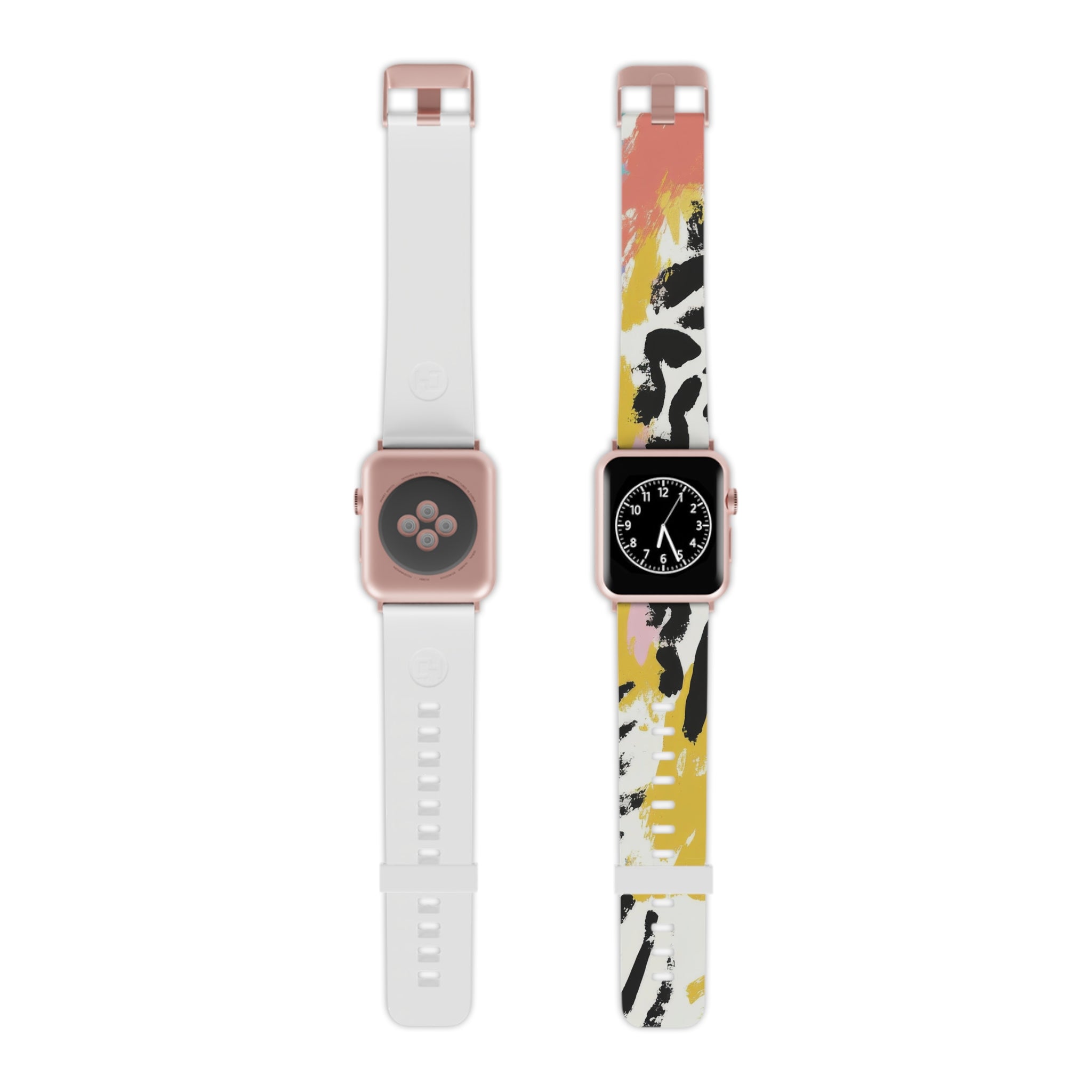 Wild Zebra Stripes x Paint Brush Strokes Multi-Color II Watch Band for Apple Watch, Artsulli - Art is Long, Life is Short, Accessories, Size, 7.5'' × 0.75'' / 38 - 40 mm, Color, Rose Gold, , , 15779954928875