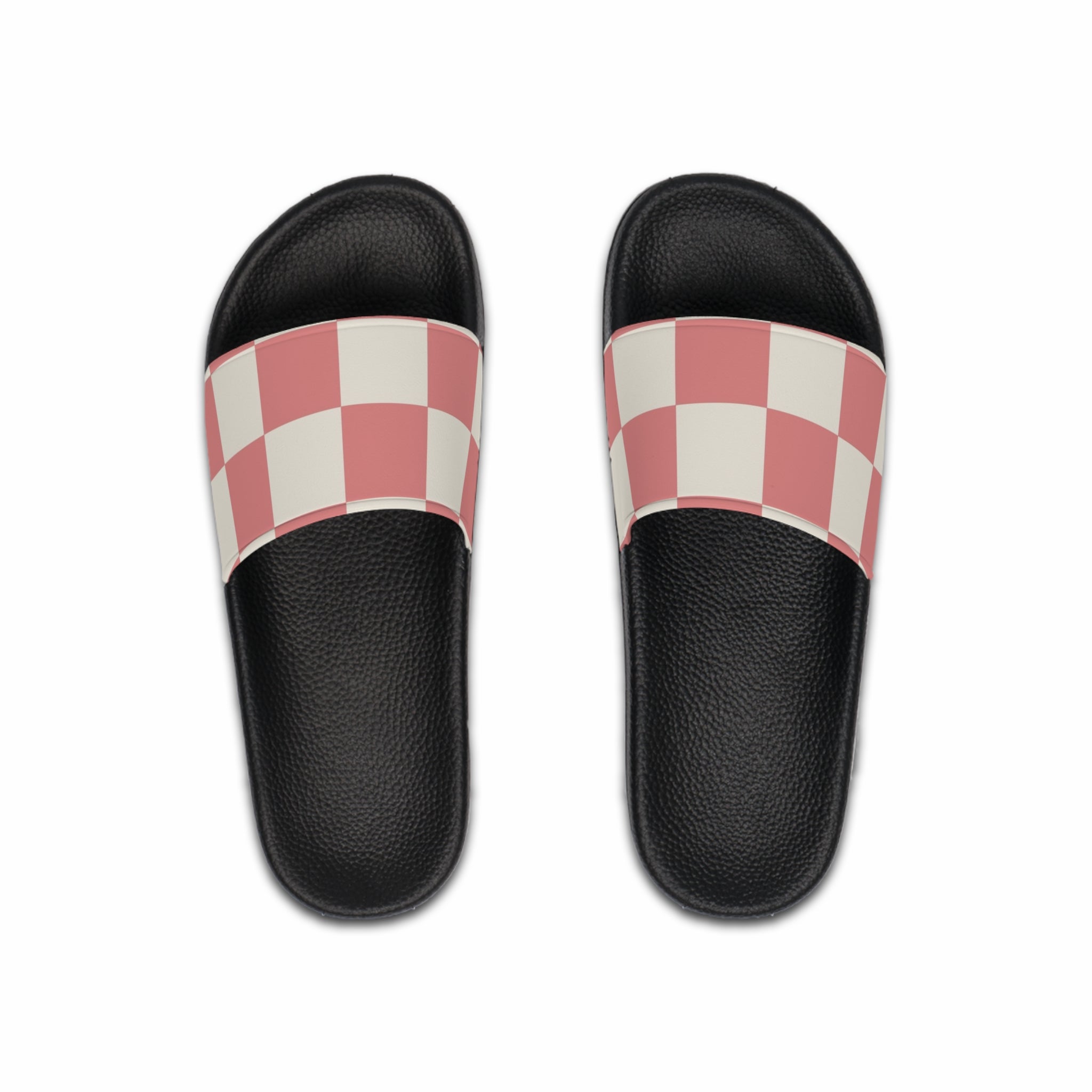 Retro Checkered Grassland Sprites Men's Slide Sandals, Artsulli - Art is Long, Life is Short, Shoes, Color, Black sole, Size, US 6, , , 30830703678900290682