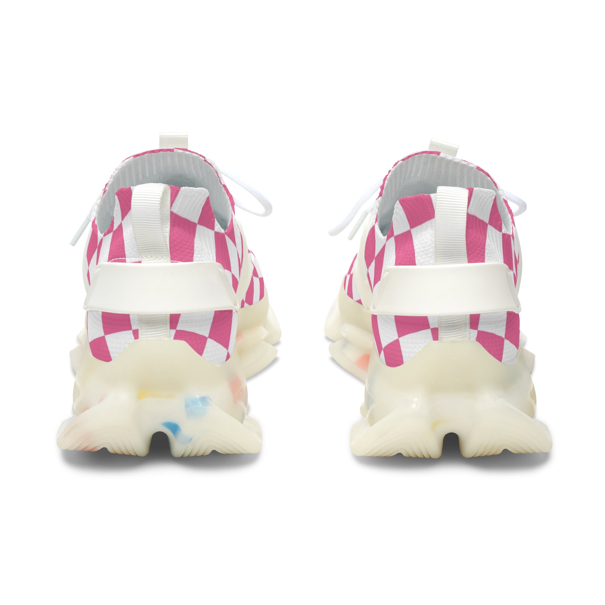 Yuyushiki Pink Check Women's Mesh Sneakers