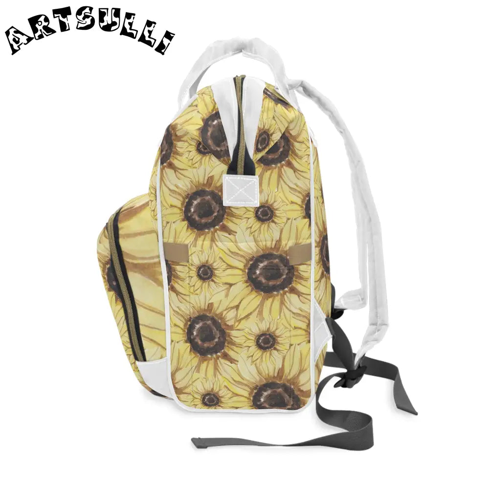 JAKKOUTTHEBXX Retro Anime Sunflower Multifunctional Diaper Backpack
