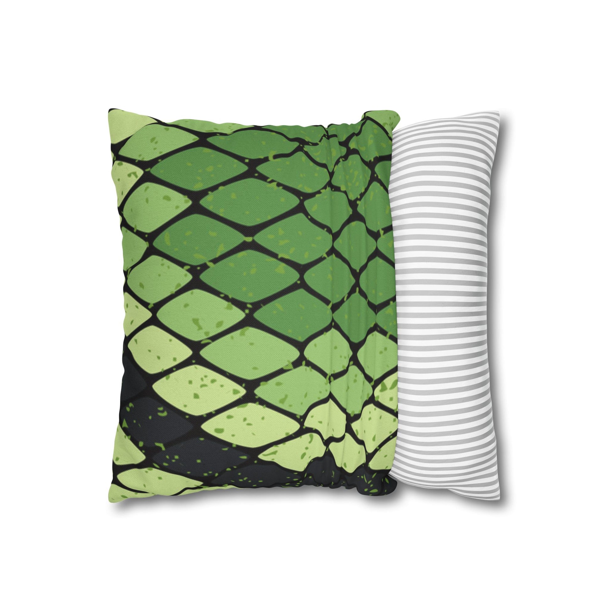 Snake Skin Green and Black Spun Polyester Square Pillowcase, Artsulli - Art is Long, Life is Short, Home Decor, , , , , , , 