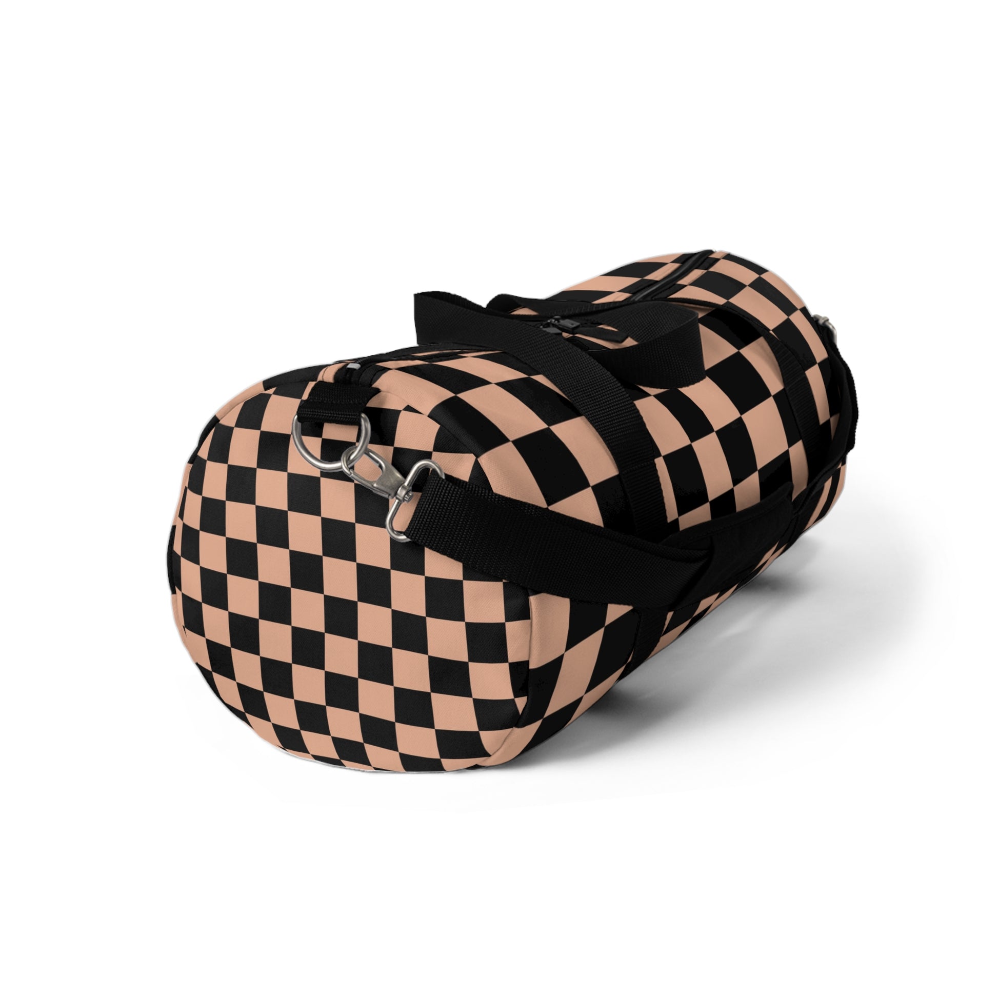 Checkerboard Soft Orange and Black Duffel Bag, Artsulli - Art is Long, Life is Short, Bags, , , , , , , 