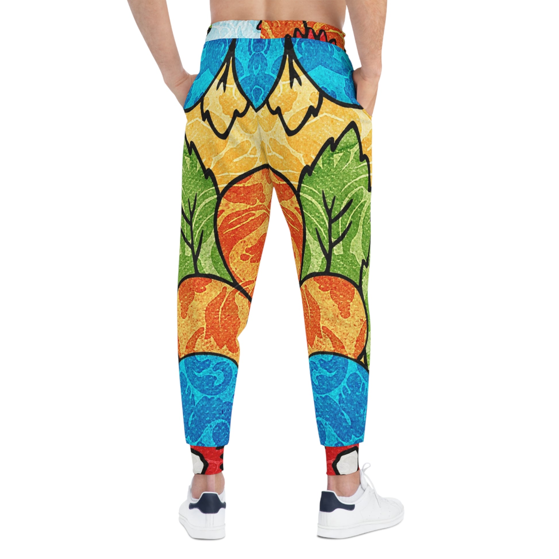 Groovy Yellow Floral Kl Athletic Joggers (AOP), Artsulli - Art is Long, Life is Short, All Over Prints, , , , , , , 