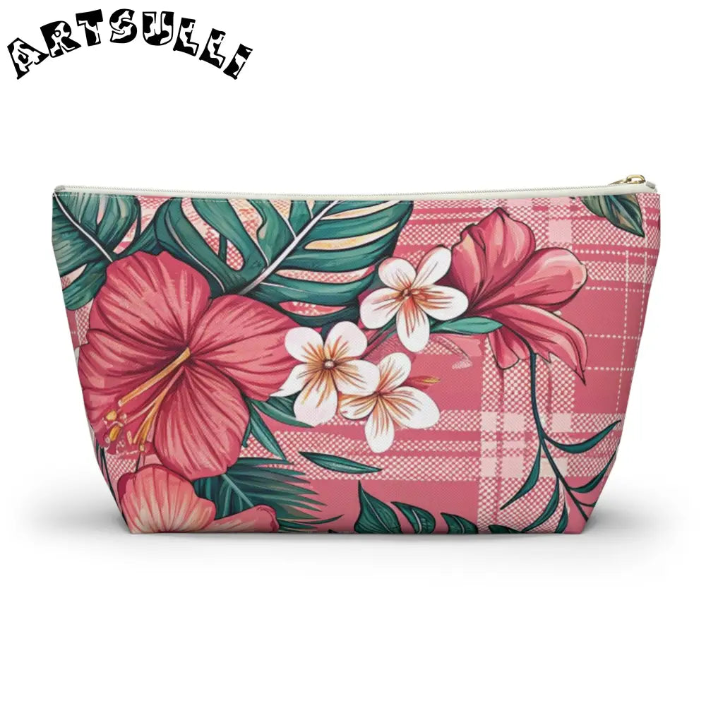 JAKKOUTTHEBXX Plaid x Floral Burgundy and Green Accessory Pouch w