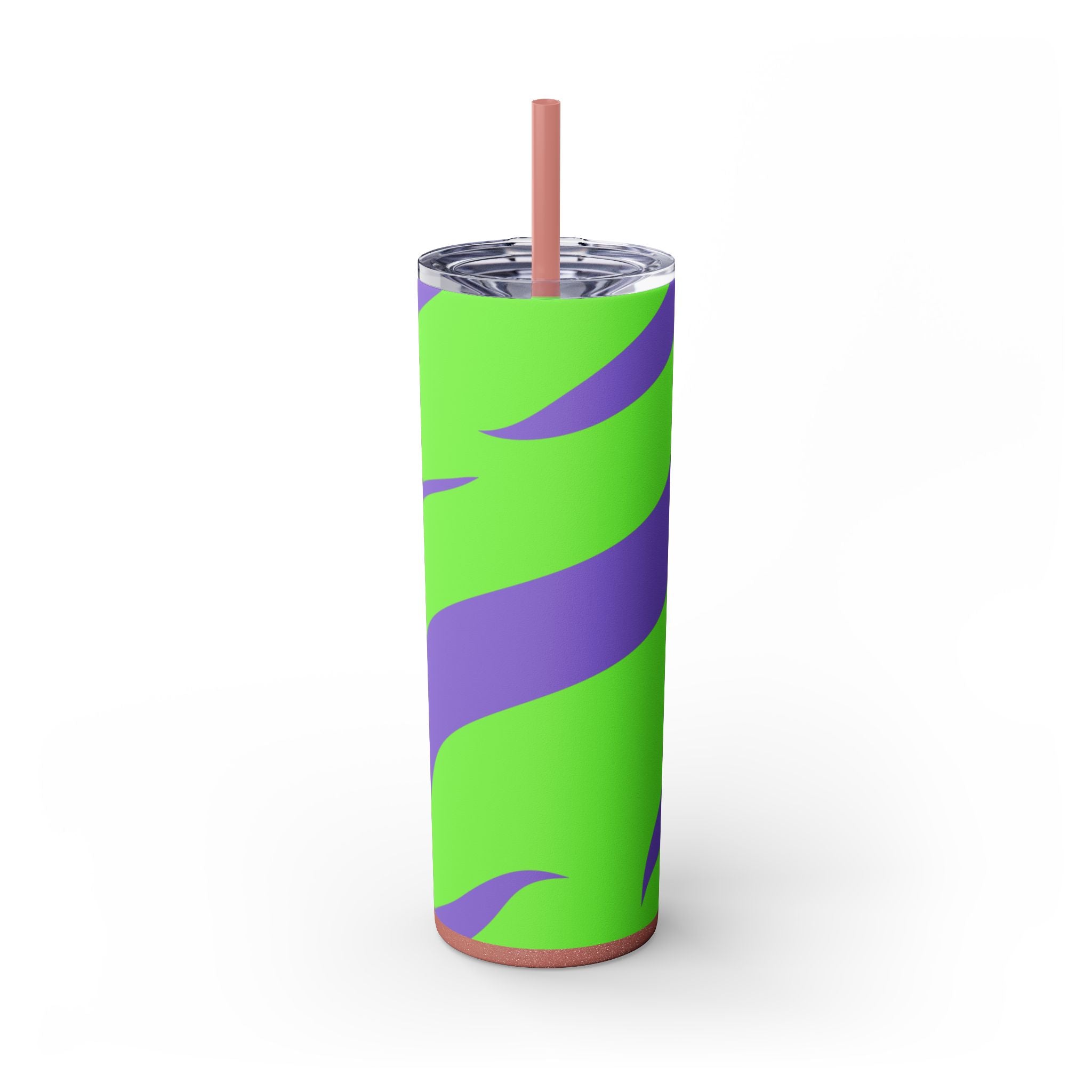 Tyrannosaurus Print Green and Purple Skinny Tumbler with Straw, 20oz, Artsulli - Art is Long, Life is Short, Mug, Finish, Glossy, Color, Glitter Dusty Rose, Size, 20oz, 15150987423425