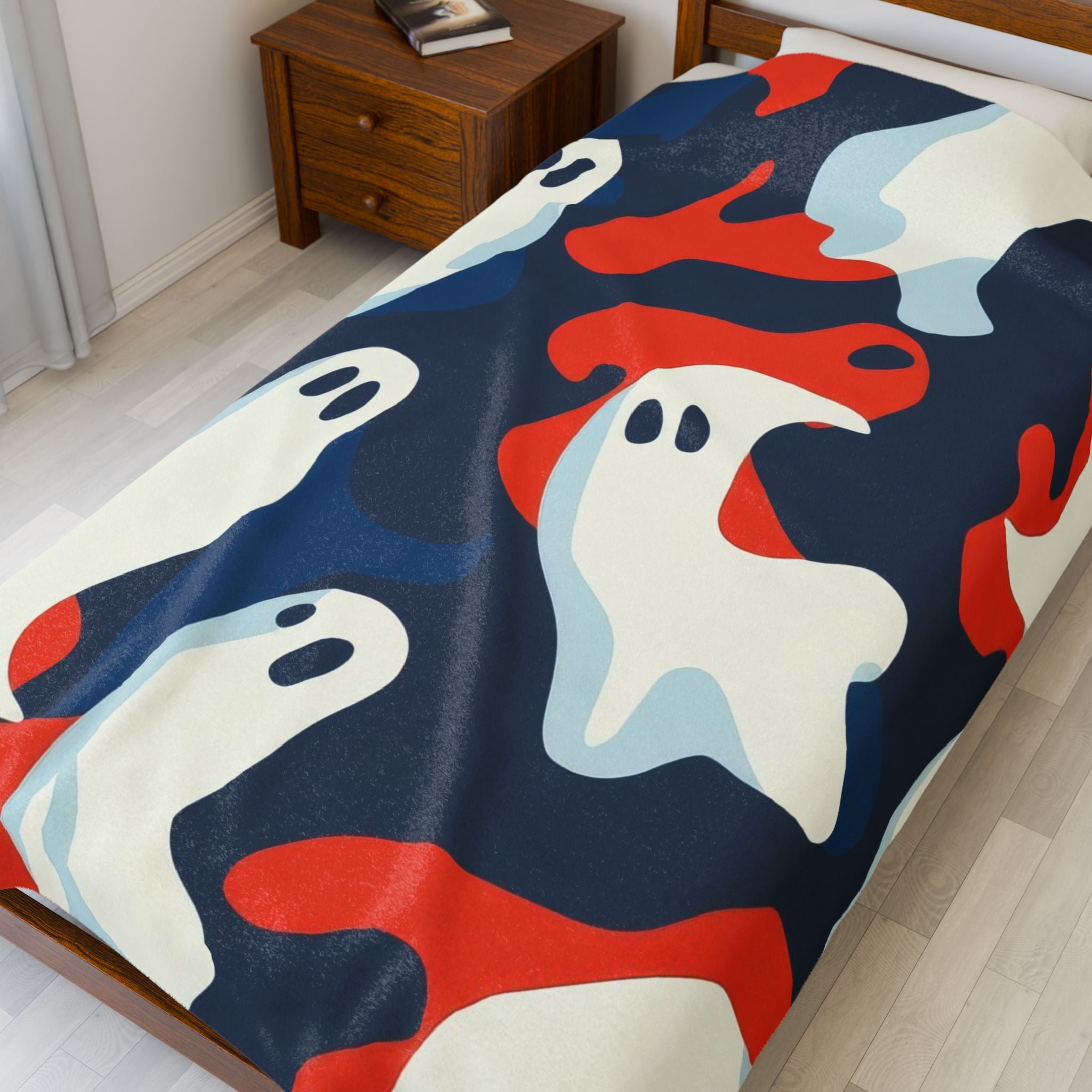 Camo Ghosts Velveteen Plush Blanket, Artsulli - Art is Long, Life is Short, All Over Prints, , , , , , , 