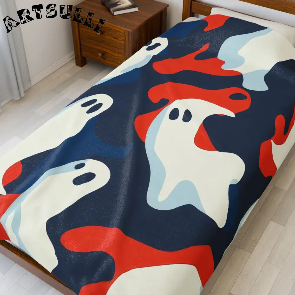 JAKKOUTTHEBXX Camo Ghosts Velveteen Plush Blanket JAKKOUTTHEBXX