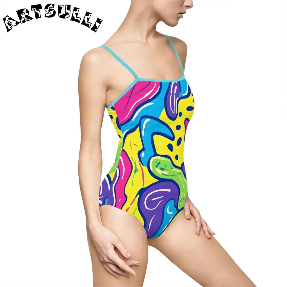 JAKKOUTTHEBXX Colorful Abstract Print One-Piece Swimsuit 2025