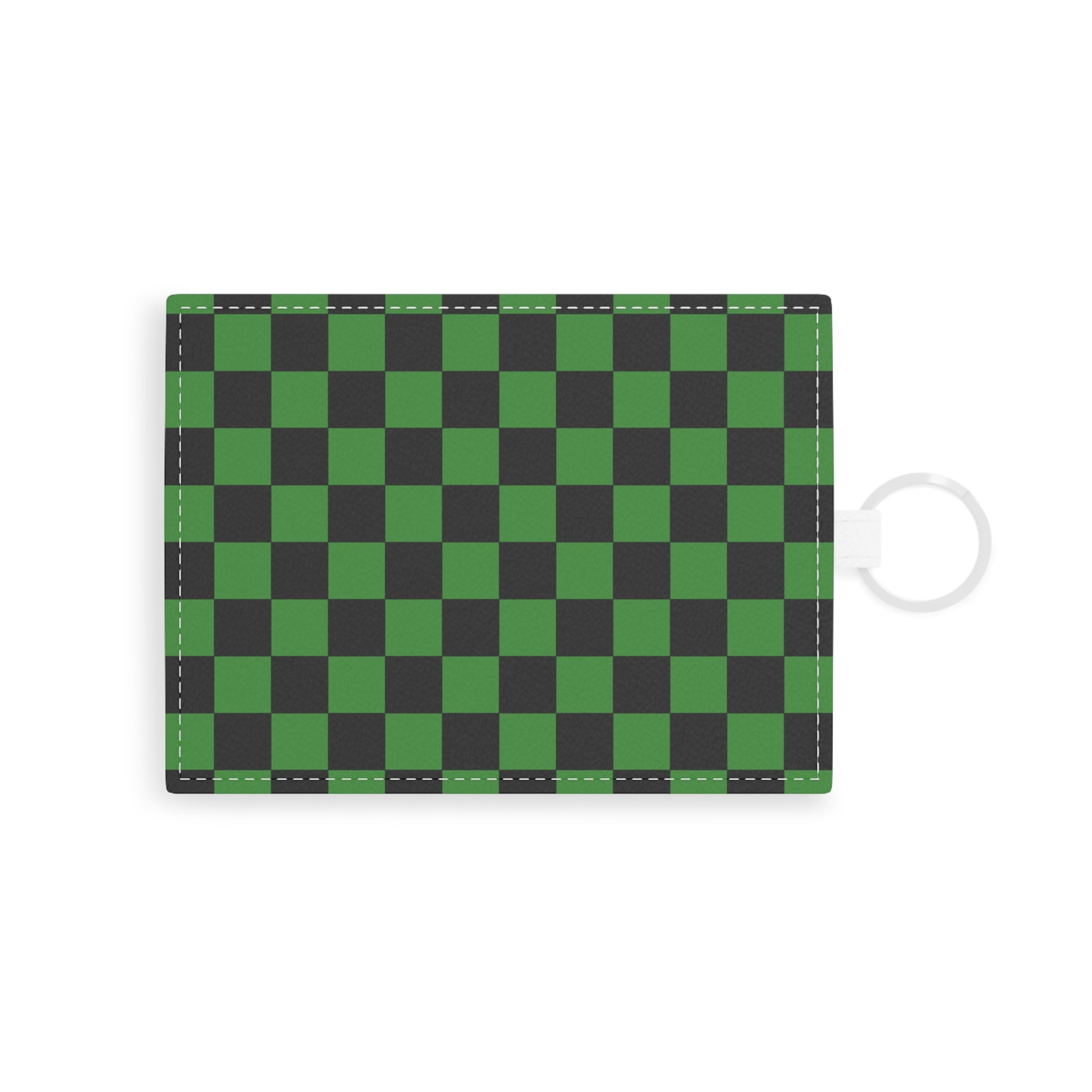 Checkerboard Green and Black Saffiano Leather Card Holder, Artsulli - Art is Long, Life is Short, Accessories, Size, One size, Color, White, , , 19980934362949768852