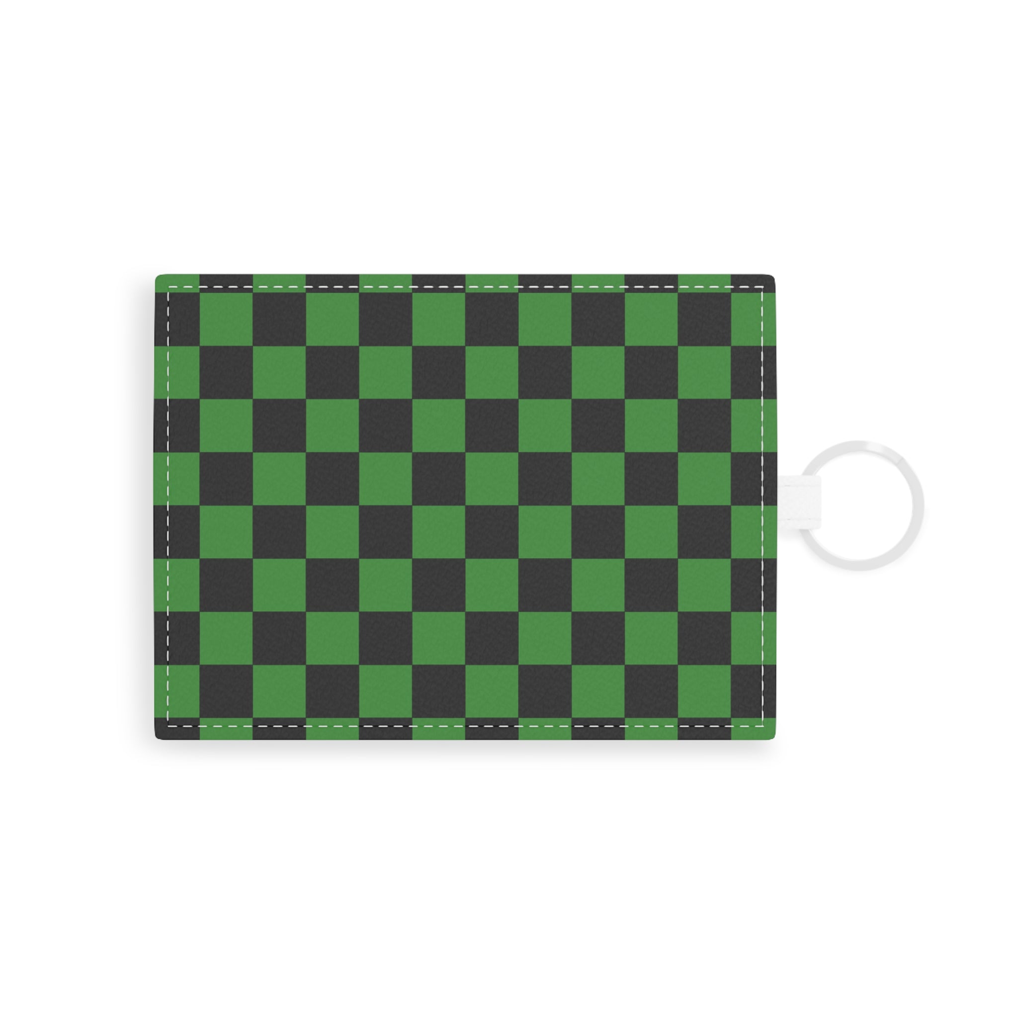 Checkerboard Green and Black Saffiano Leather Card Holder, Artsulli - Art is Long, Life is Short, Accessories, Size, One size, Color, White, , , 19980934362949768852
