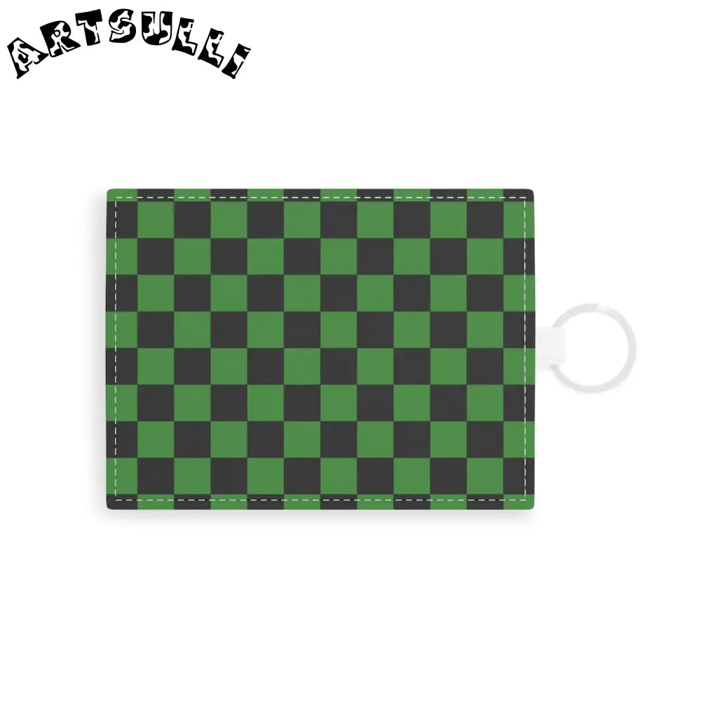 JAKKOUTTHEBXX Checkerboard Green and Black Saffiano Leather Card